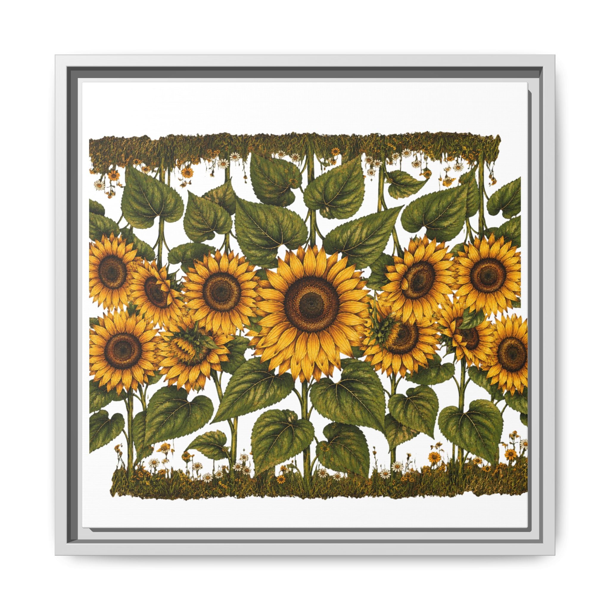 Framed Sunflower Canvas Print — Matte Floral Wall Art