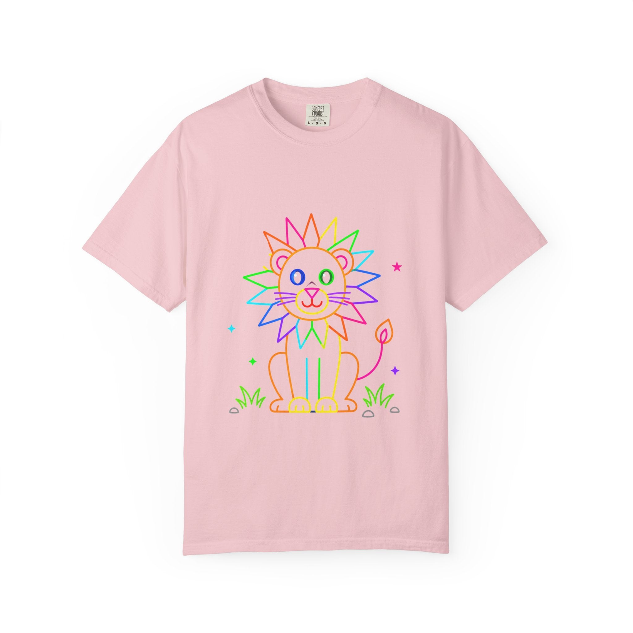 Rainbow Line Art Lion T-Shirt — Cute Kids Graphic Tee
