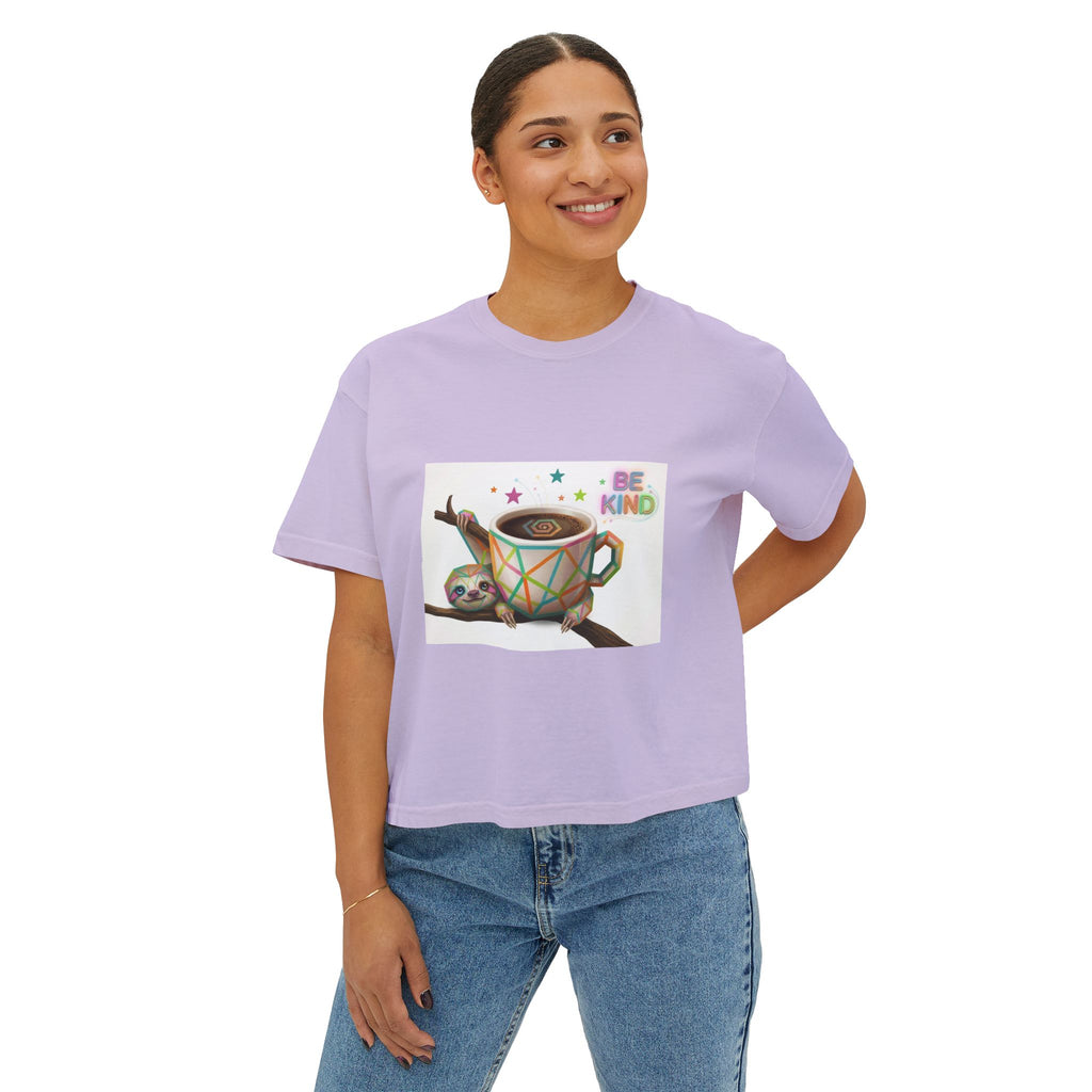 Cute Shiba Inu Coffee Tee — 'in my urge to walk out' Women's Boxy T-Shirt