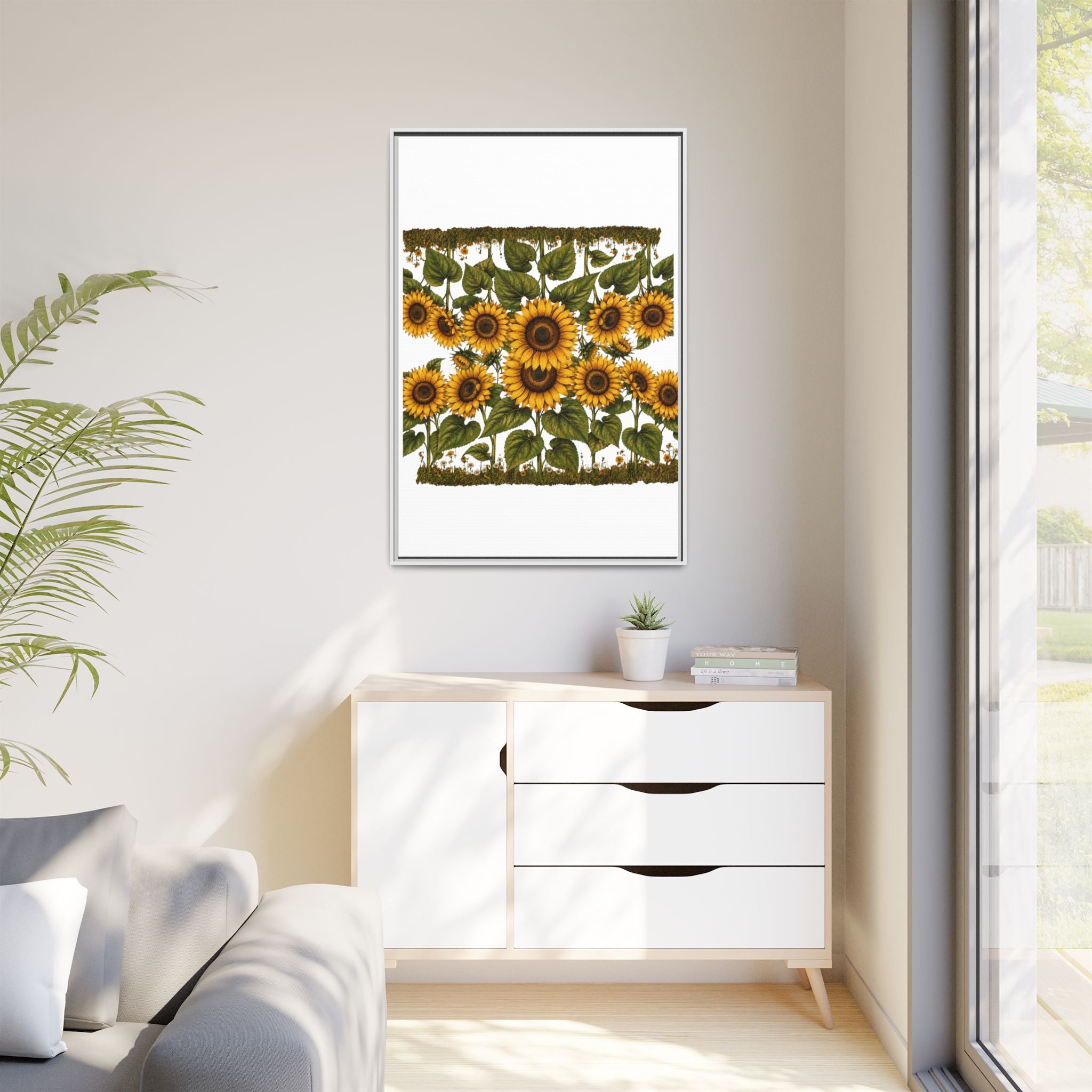 Framed Sunflower Canvas Print — Matte Floral Wall Art