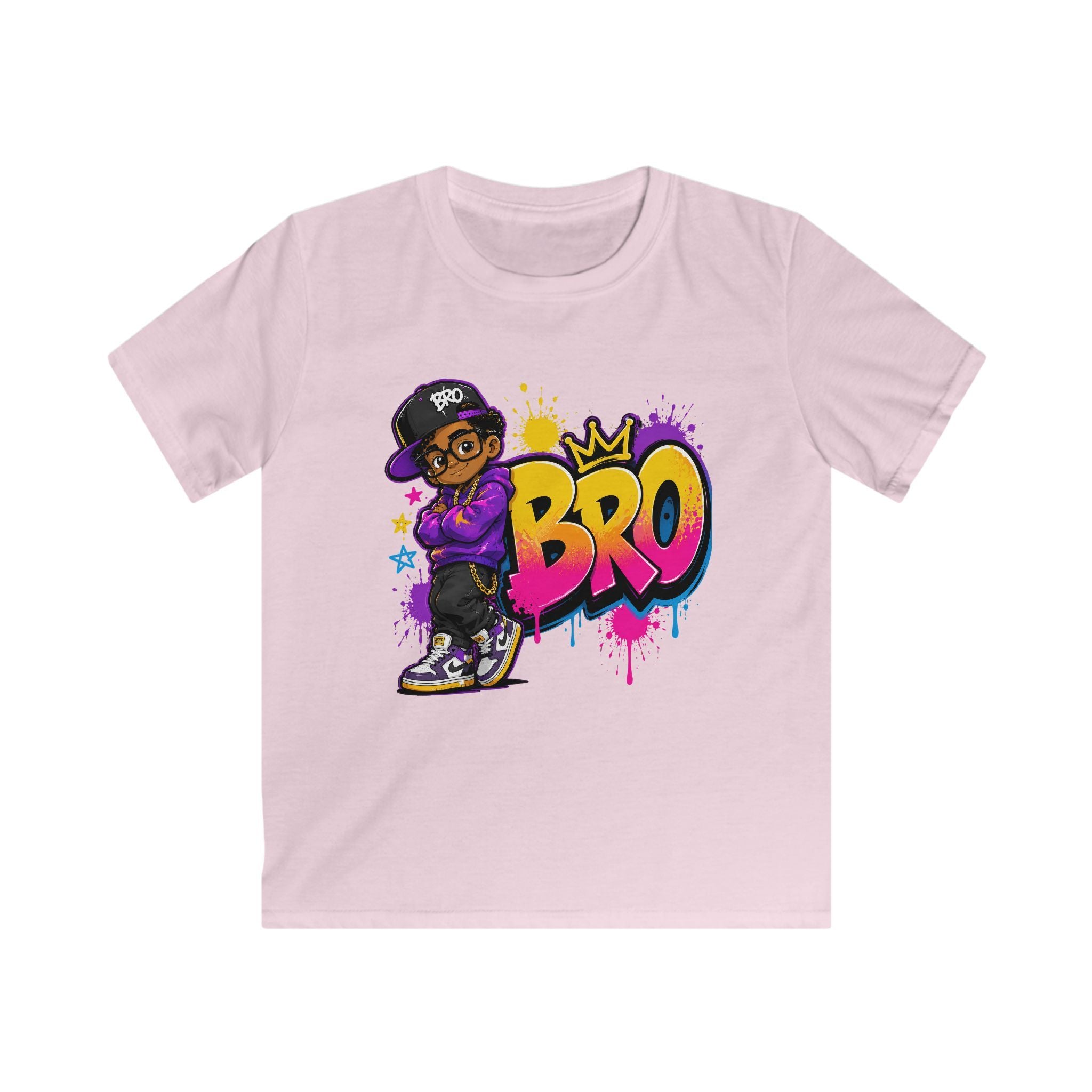 Kids 'BRO' Streetwear Tee — Cool Hip-Hop Skateboard Graphic T-Shirt for Boys