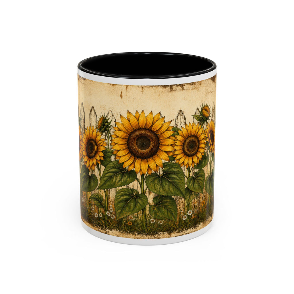 Sunflower Garden Coffee Mug — Vintage Farmhouse Floral Accent Mug