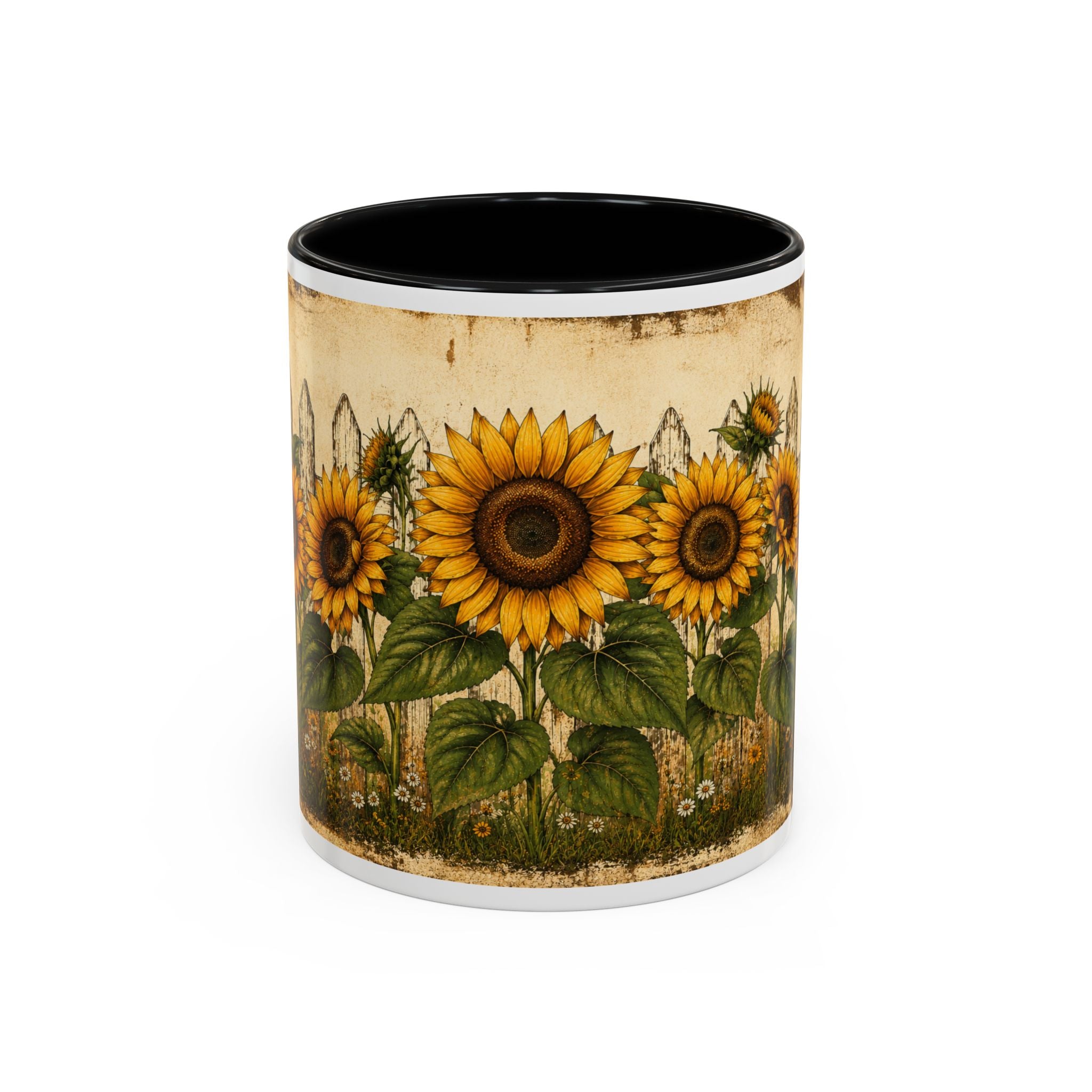 Sunflower Garden Coffee Mug — Vintage Farmhouse Floral Accent Mug