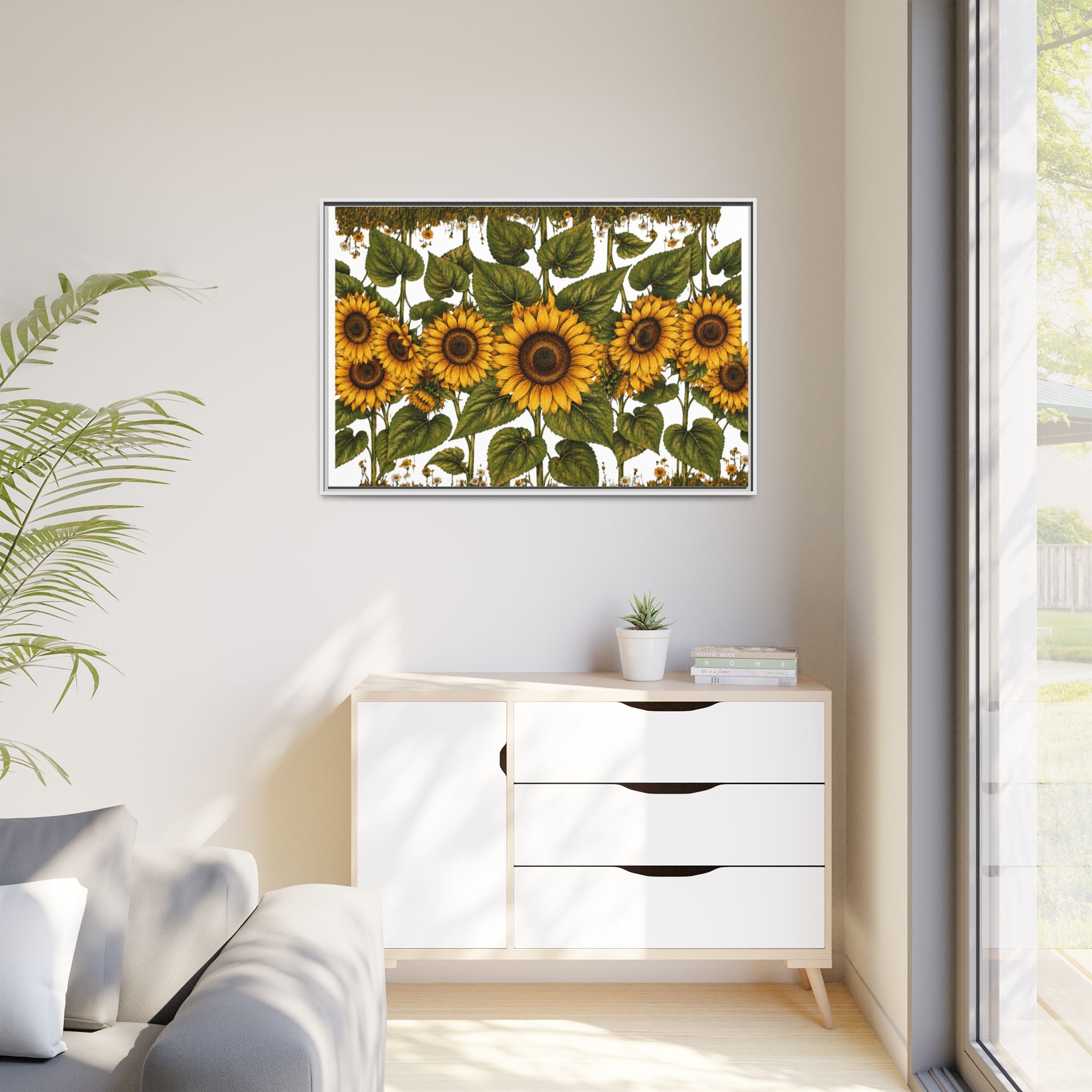 Framed Sunflower Canvas Print — Matte Floral Wall Art