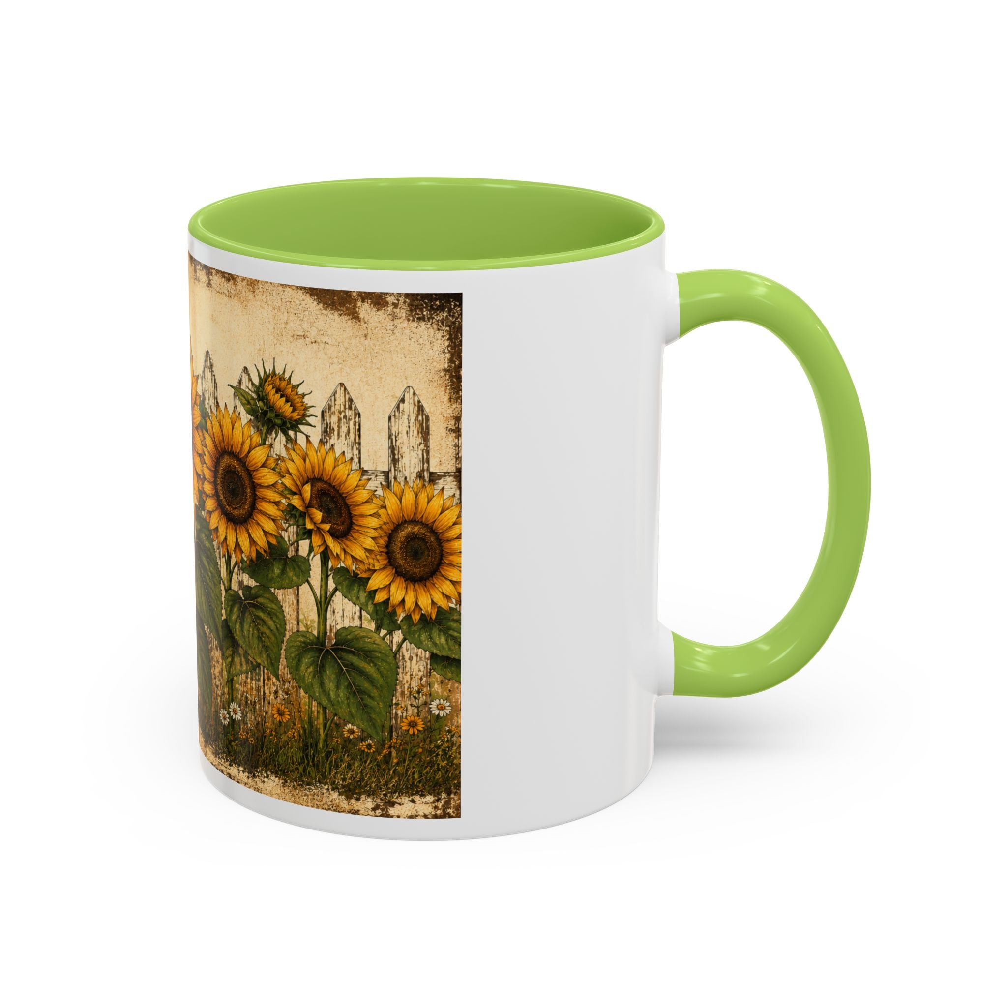 Sunflower Garden Coffee Mug — Vintage Farmhouse Floral Accent Mug