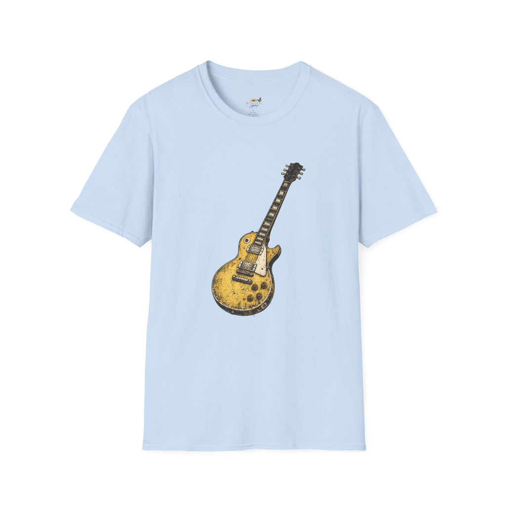 Guitar Illustration T-Shirt — Vintage Les Paul Graphic Tee for Music Lovers