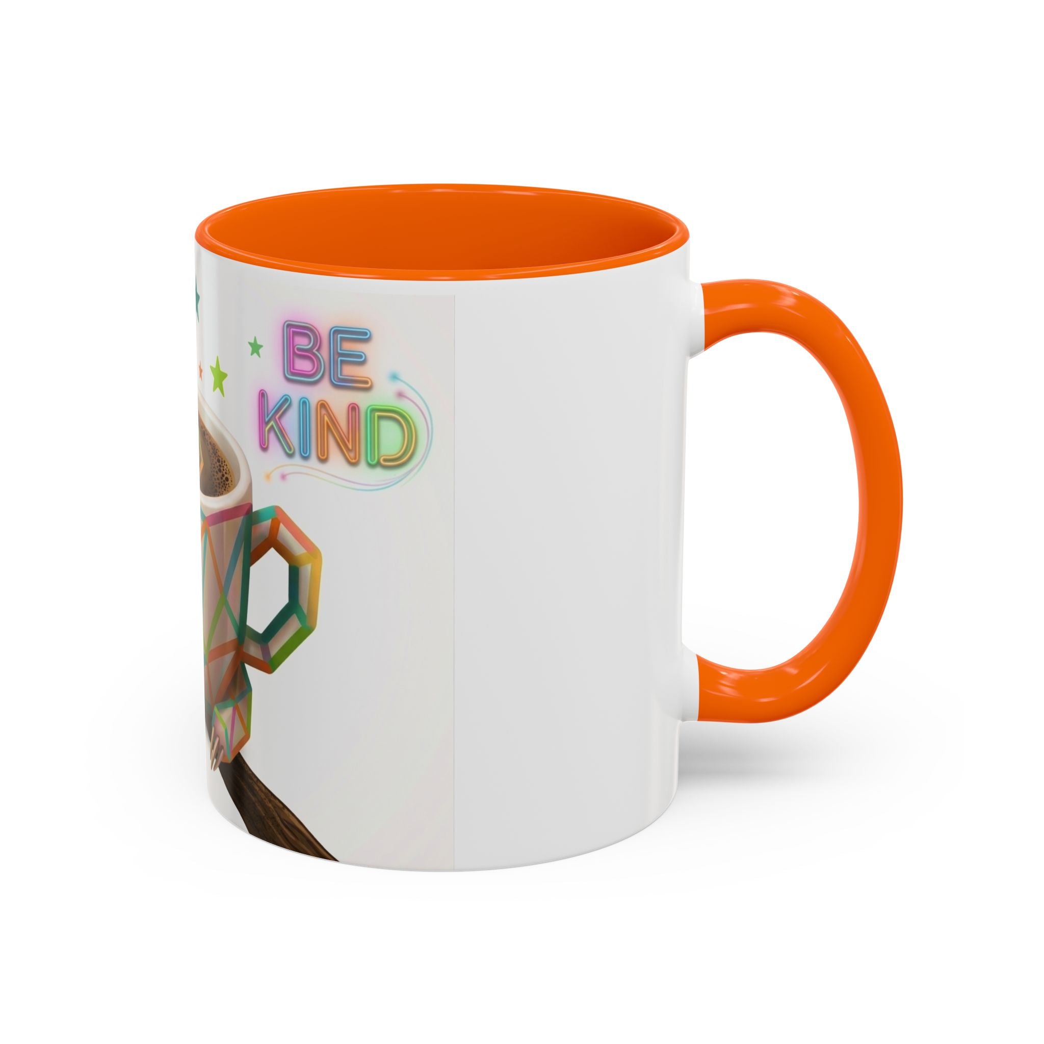 Be Kind Sloth Coffee Mug — Colorful Accent Ceramic Cup (11/15oz)