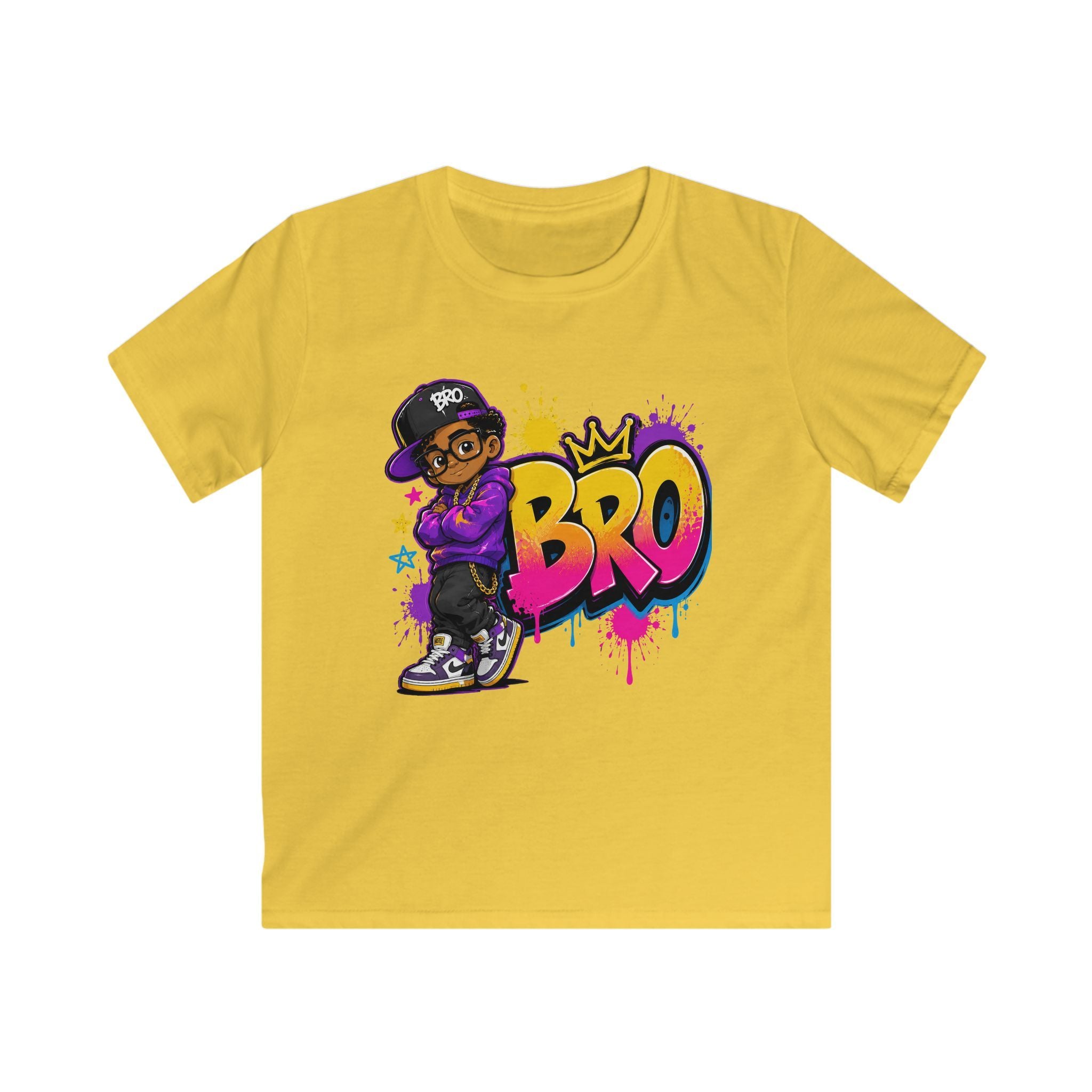 Kids 'BRO' Streetwear Tee — Cool Hip-Hop Skateboard Graphic T-Shirt for Boys