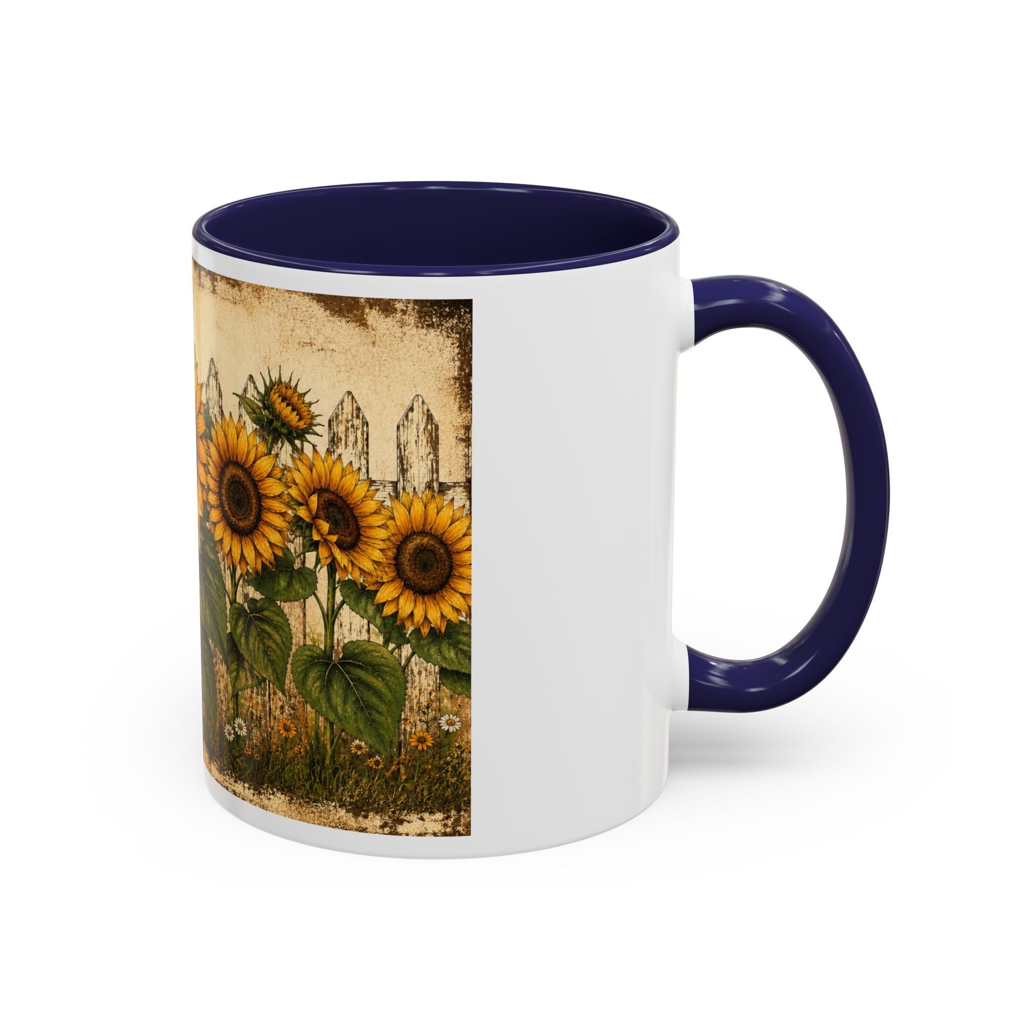 Sunflower Garden Coffee Mug — Vintage Farmhouse Floral Accent Mug