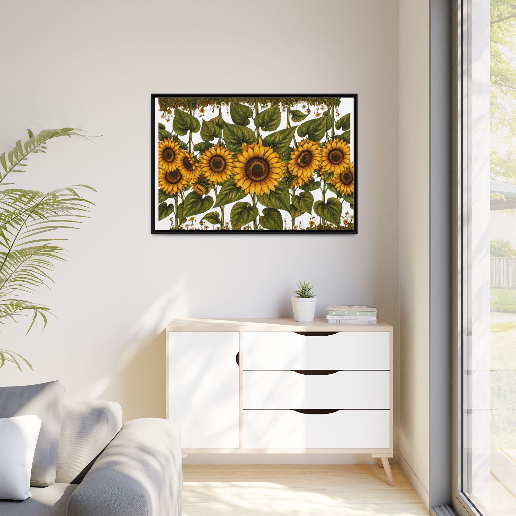 Framed Sunflower Canvas Print — Matte Floral Wall Art