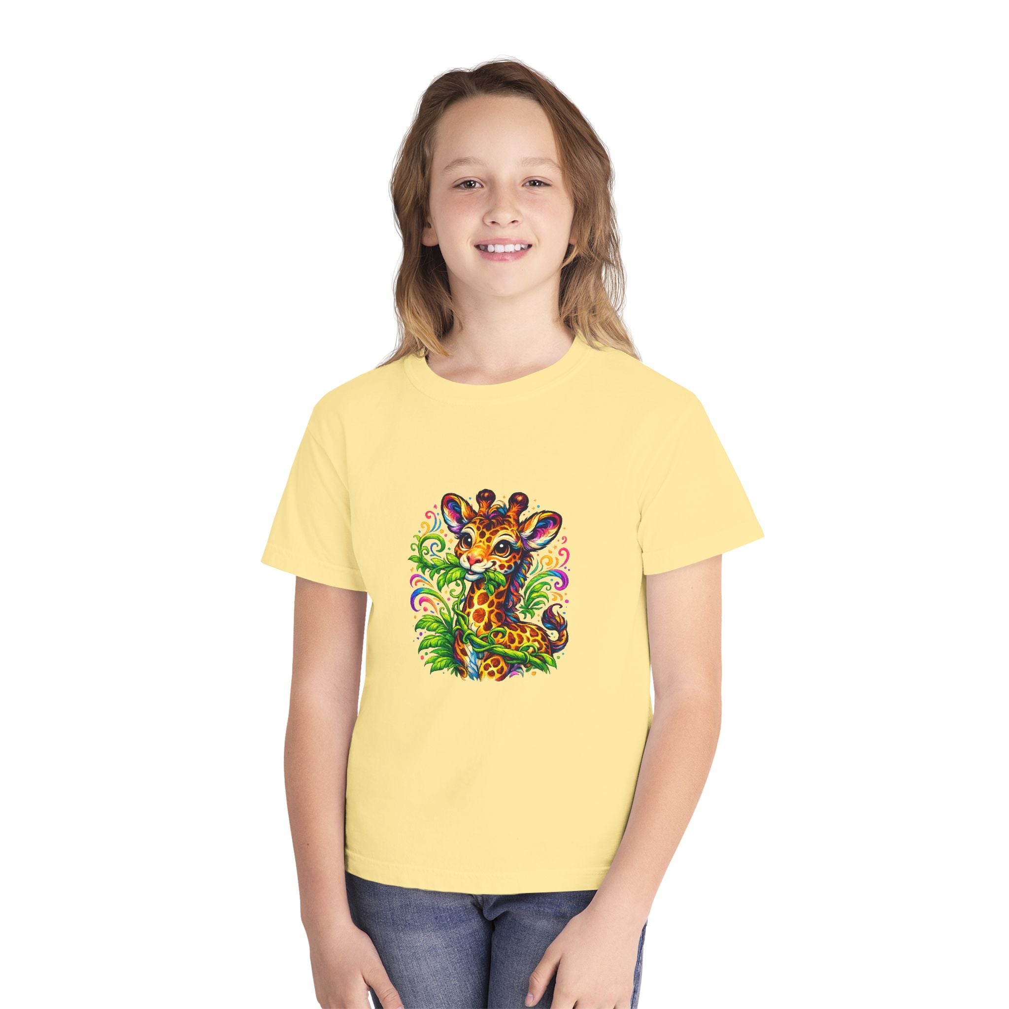 Cute Colorful Giraffe Kids T-Shirt — Playful Jungle Animal Tee for Toddlers & Children
