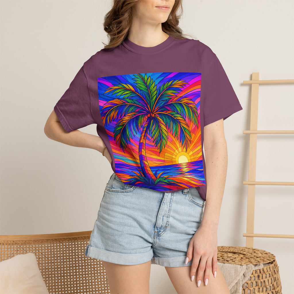 Sunset Palm T-Shirt — Vibrant Tropical Beach Tee