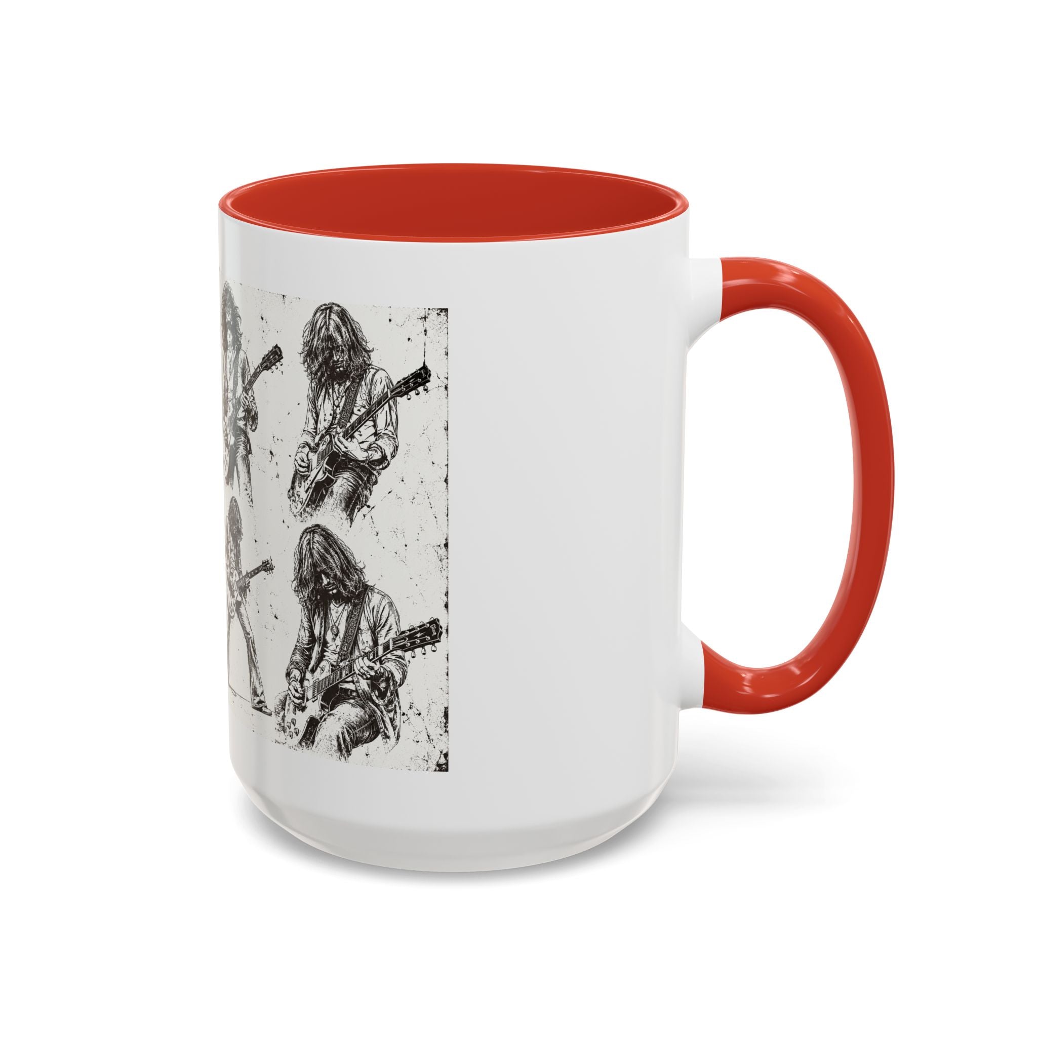 Rock Guitarist Sketch Accent Coffee Mug — Vintage Band Art 11/15oz
