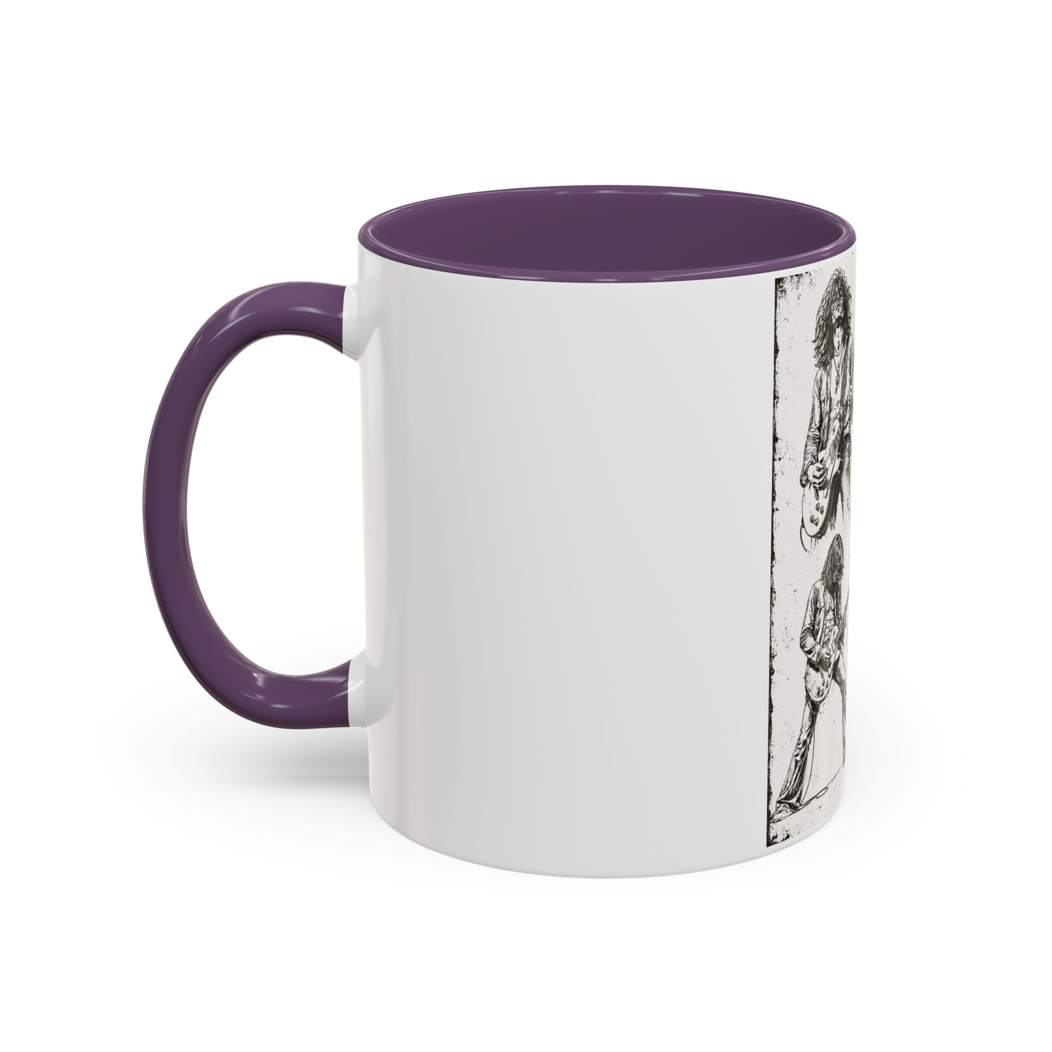 Rock Guitarist Sketch Accent Coffee Mug — Vintage Band Art 11/15oz
