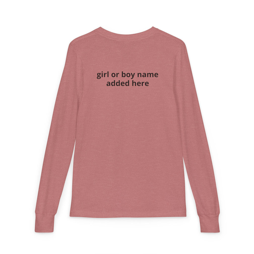 Youth Long Sleeve Tee — Spooky Dinosaur Jack-O'-Lantern Halloween Shirt (Custom Name)