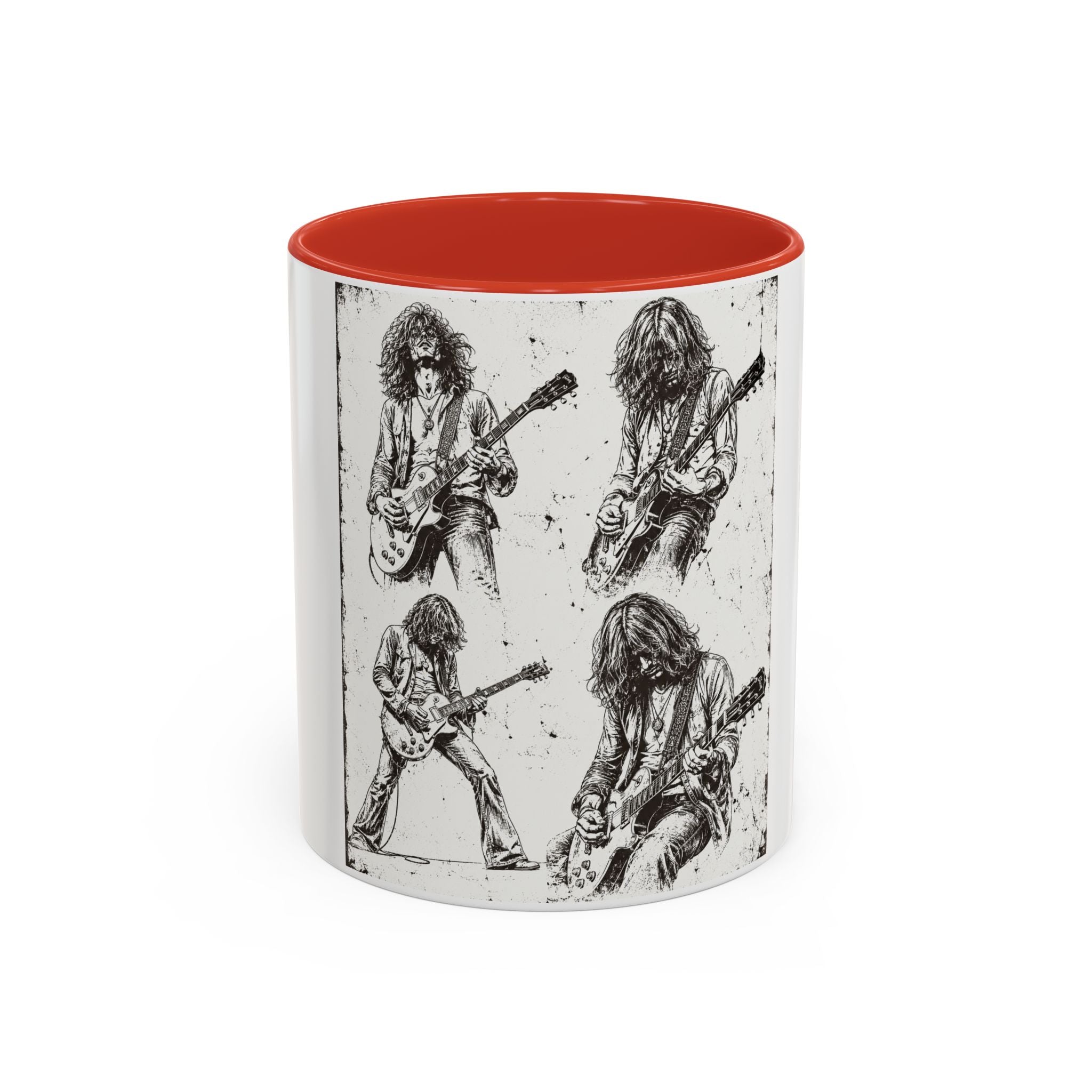 Rock Guitarist Sketch Accent Coffee Mug — Vintage Band Art 11/15oz