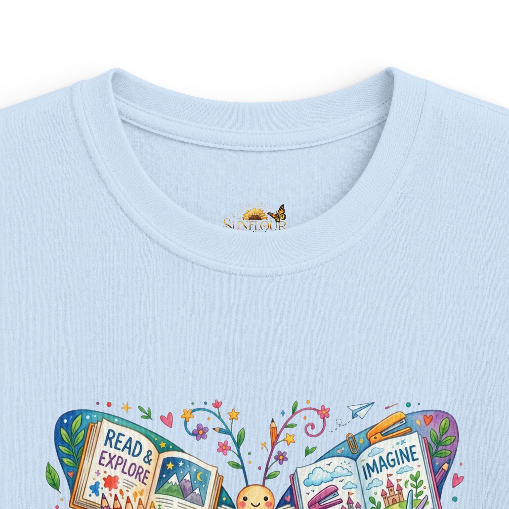 Kids Tee — "Read, Dream, Grow" Butterfly Reading Shirt