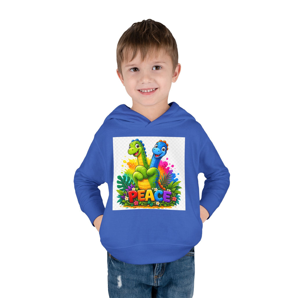 Toddler Hoodie — Colorful Peace Dinosaurs Graphic Pullover