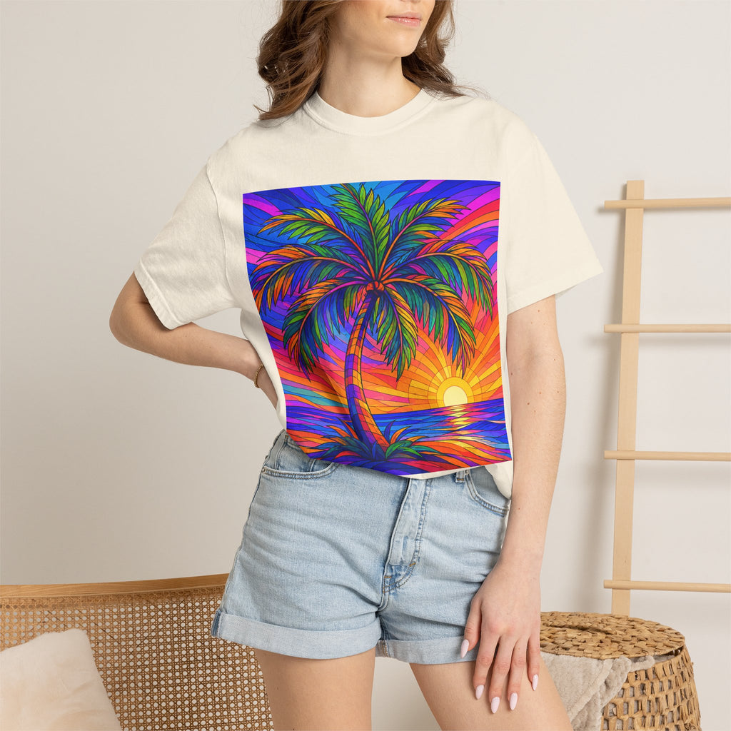 Sunset Palm T-Shirt — Vibrant Tropical Beach Tee