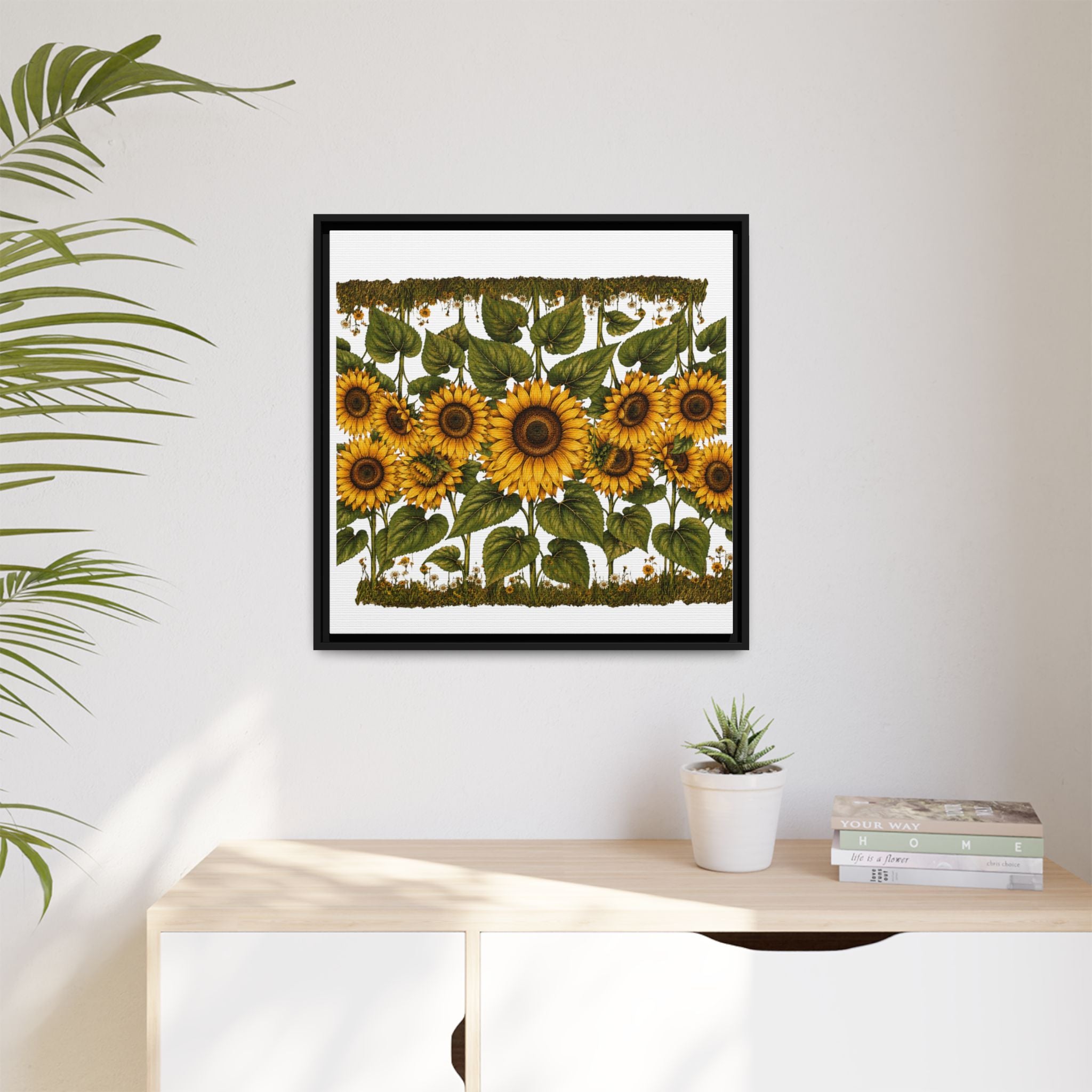 Framed Sunflower Canvas Print — Matte Floral Wall Art
