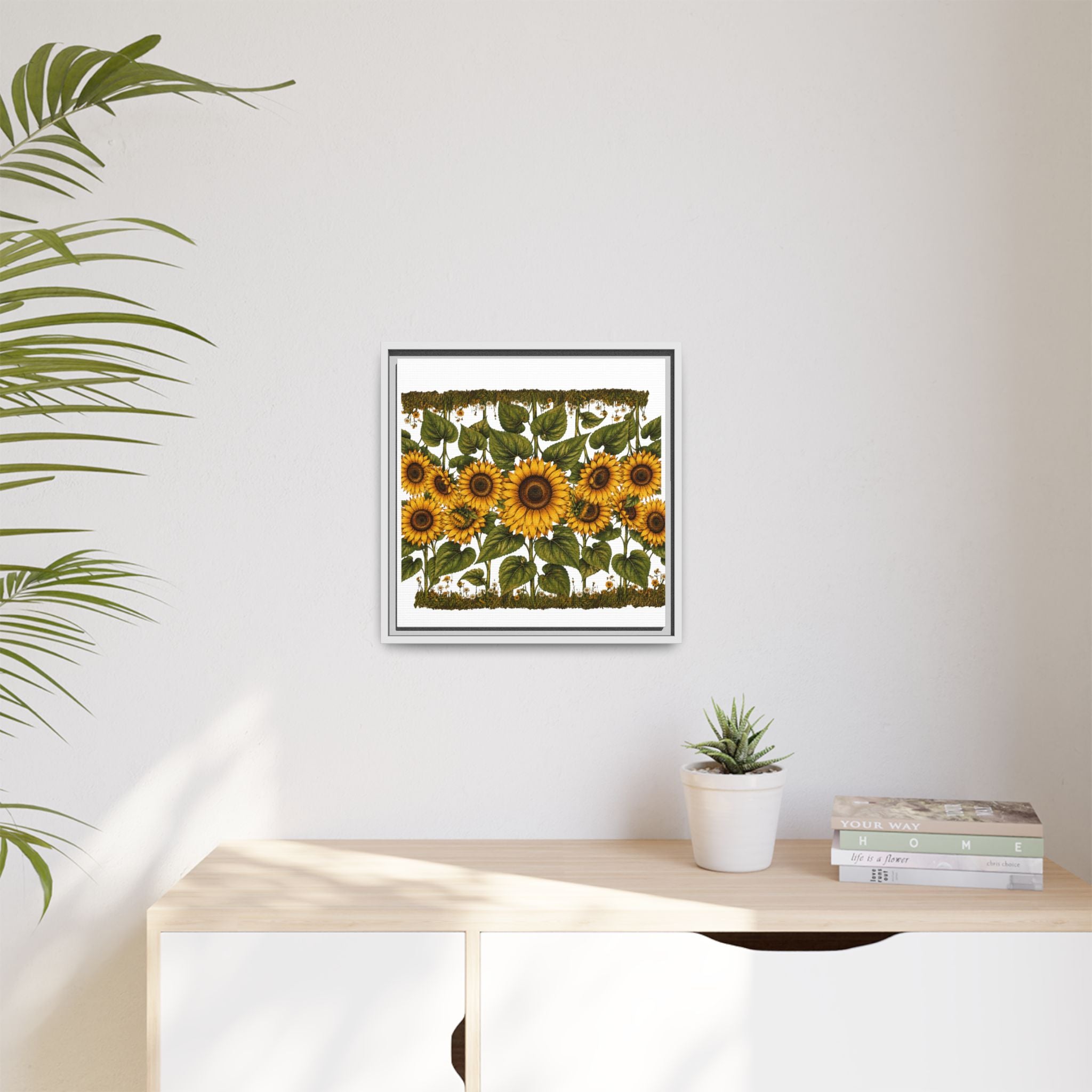 Framed Sunflower Canvas Print — Matte Floral Wall Art