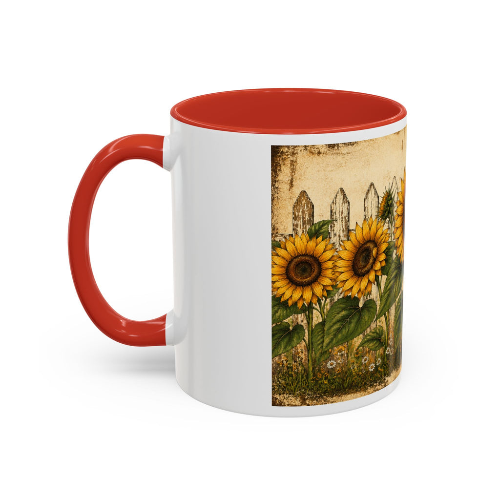Sunflower Garden Coffee Mug — Vintage Farmhouse Floral Accent Mug