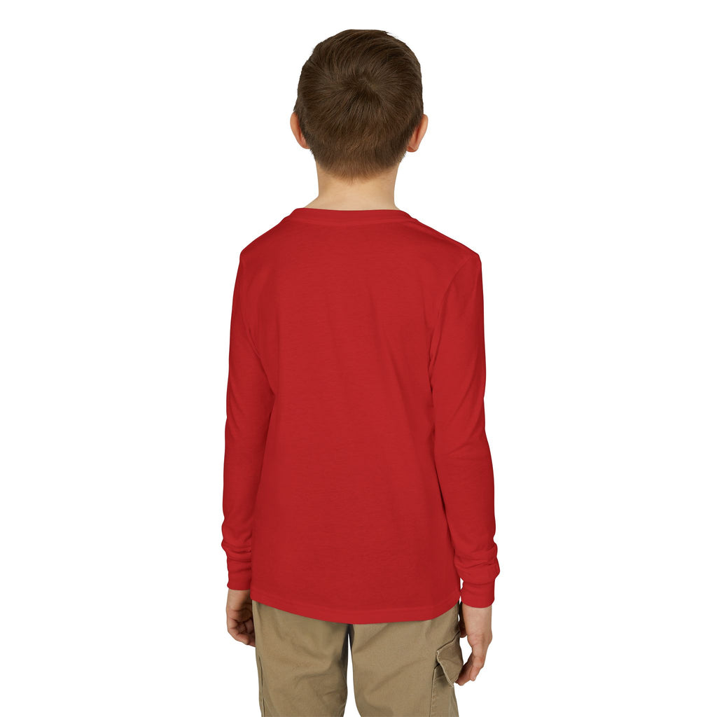 Youth Long Sleeve Tee — Colorful Skateboard & Sneakers Graphic