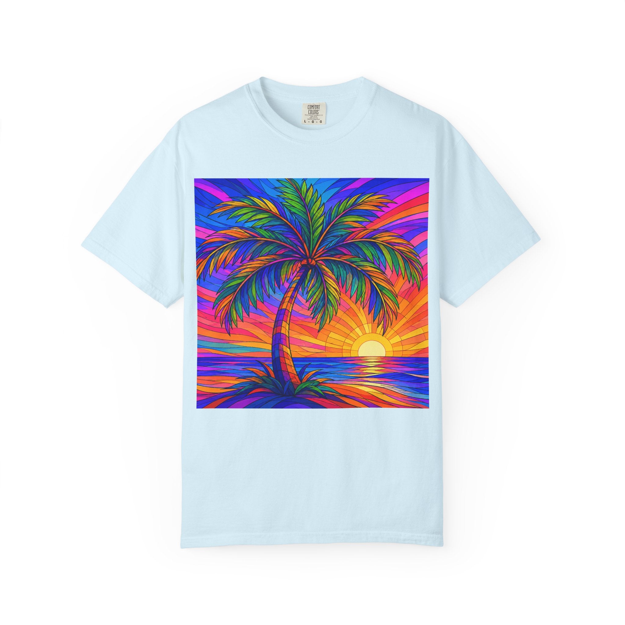 Sunset Palm T-Shirt — Vibrant Tropical Beach Tee