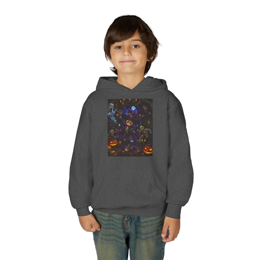 Youth Hoodie - Spooky Magician Halloween Jack-o'-Lantern Galaxy Design