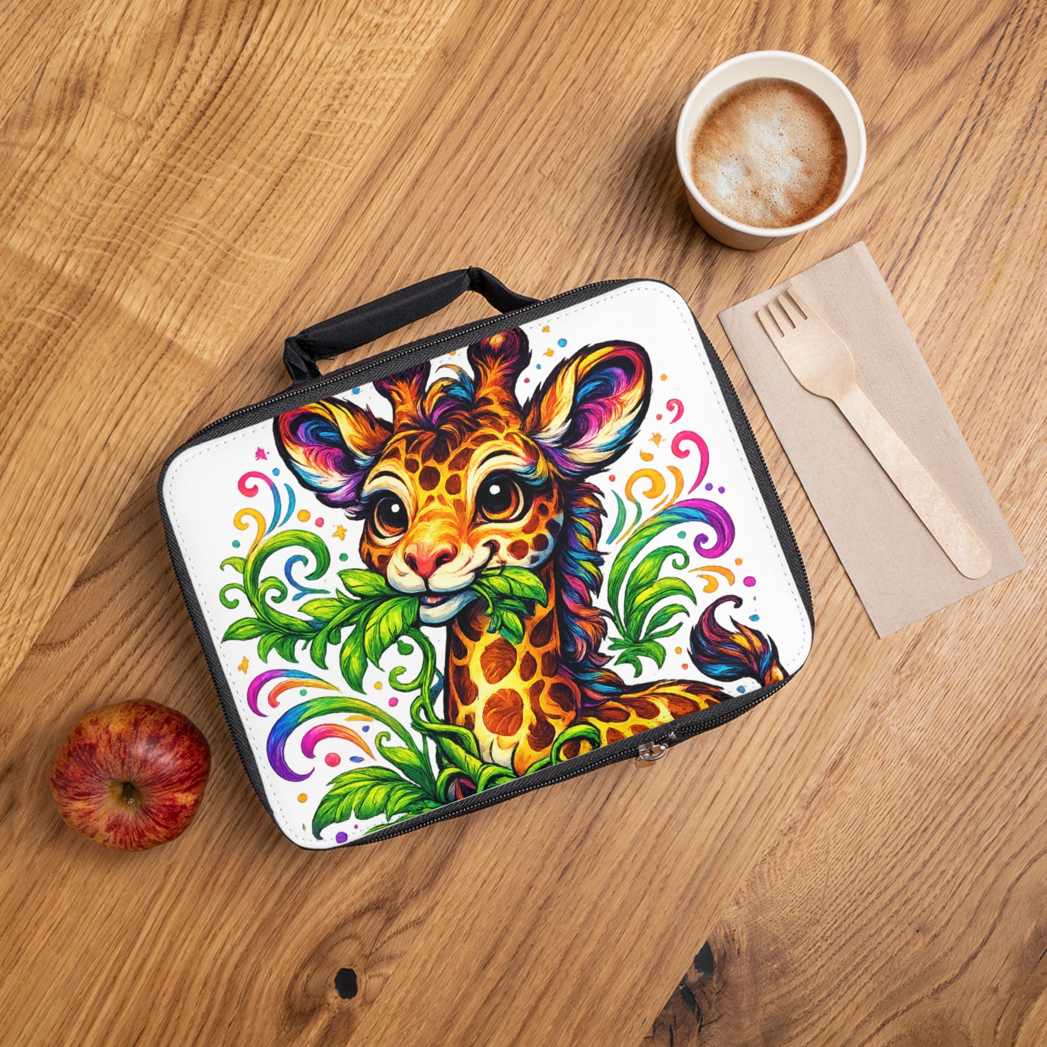Cute Colorful Giraffe Lunch Bag — Kids Insulated Lunchbox with Playful Jungle Design