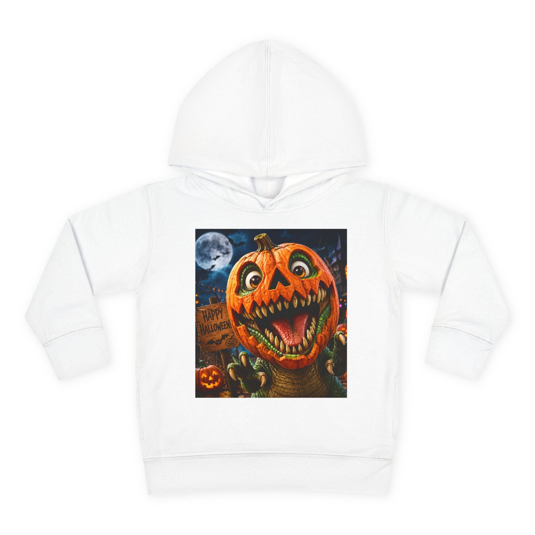 Halloween Toddler Hoodie — Dinosaur Creepy Jack-O'-Lantern Pumpkin Halloween Pullover