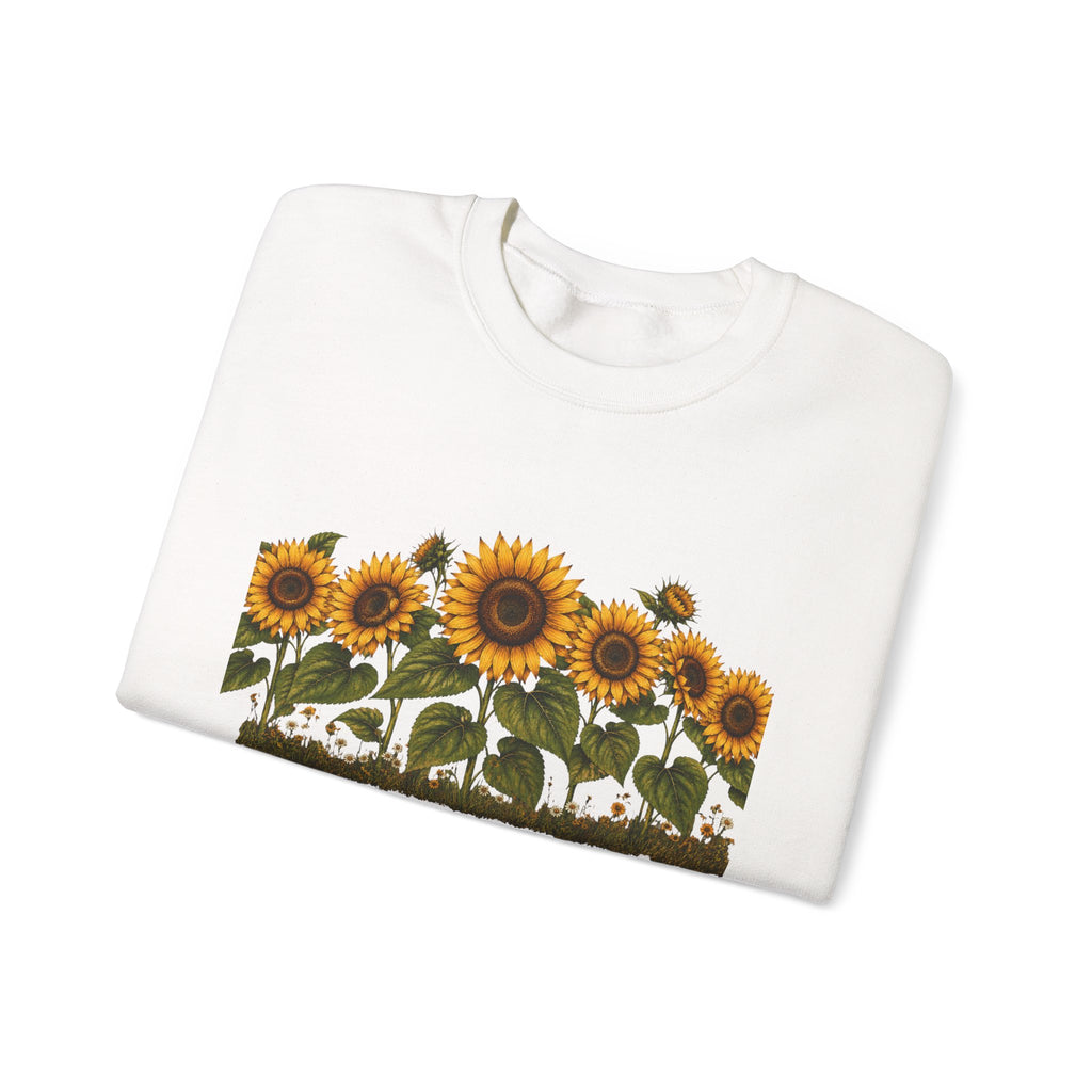 Sunflower Field Crewneck Sweatshirt — Vintage Botanical Floral Pullover