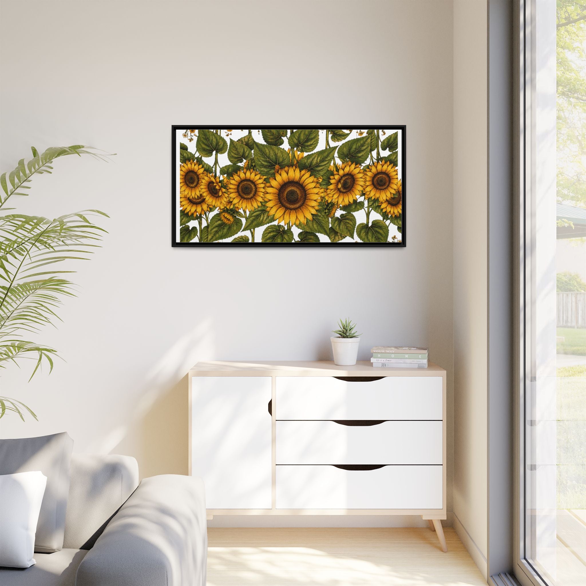 Framed Sunflower Canvas Print — Matte Floral Wall Art