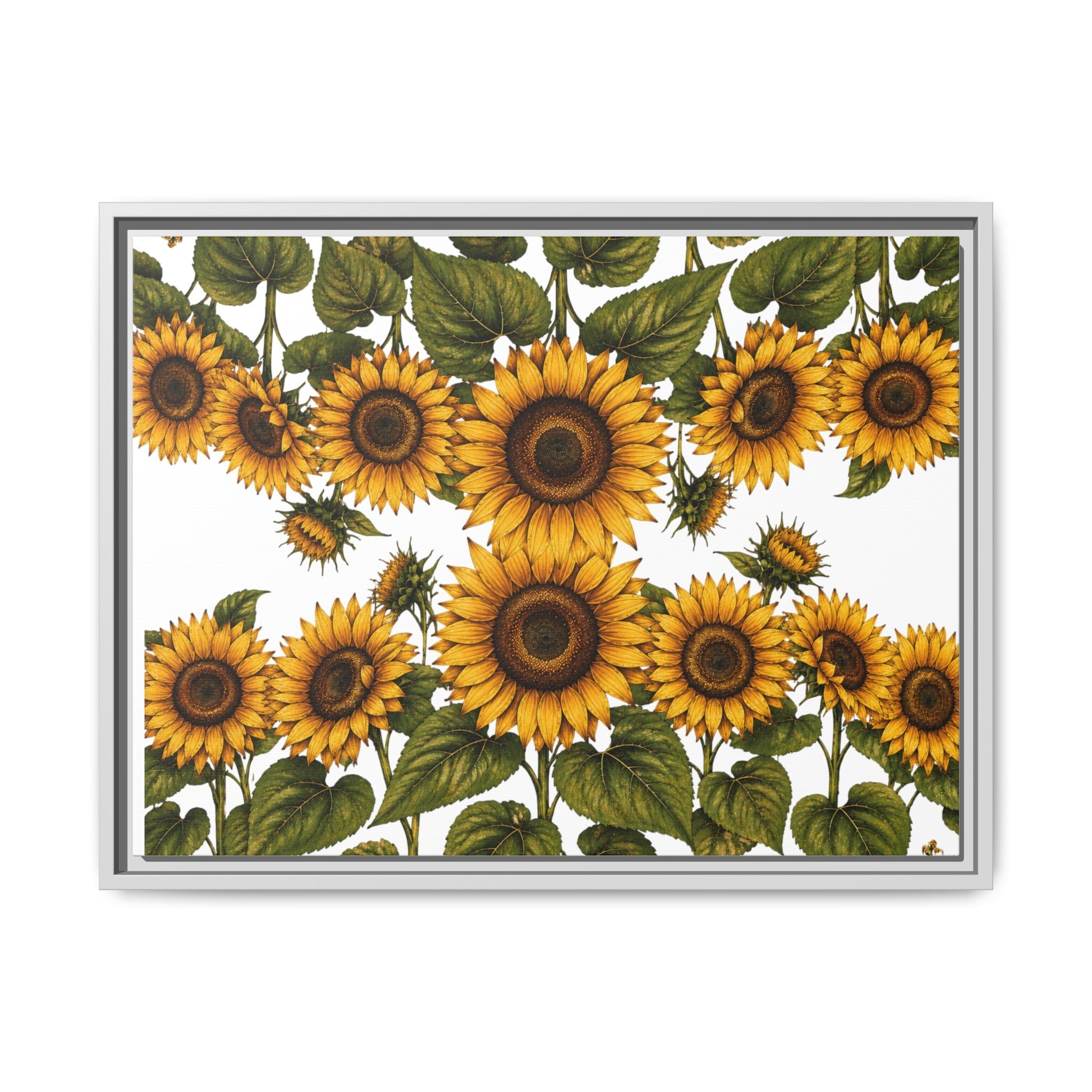 Framed Sunflower Canvas Print — Matte Floral Wall Art
