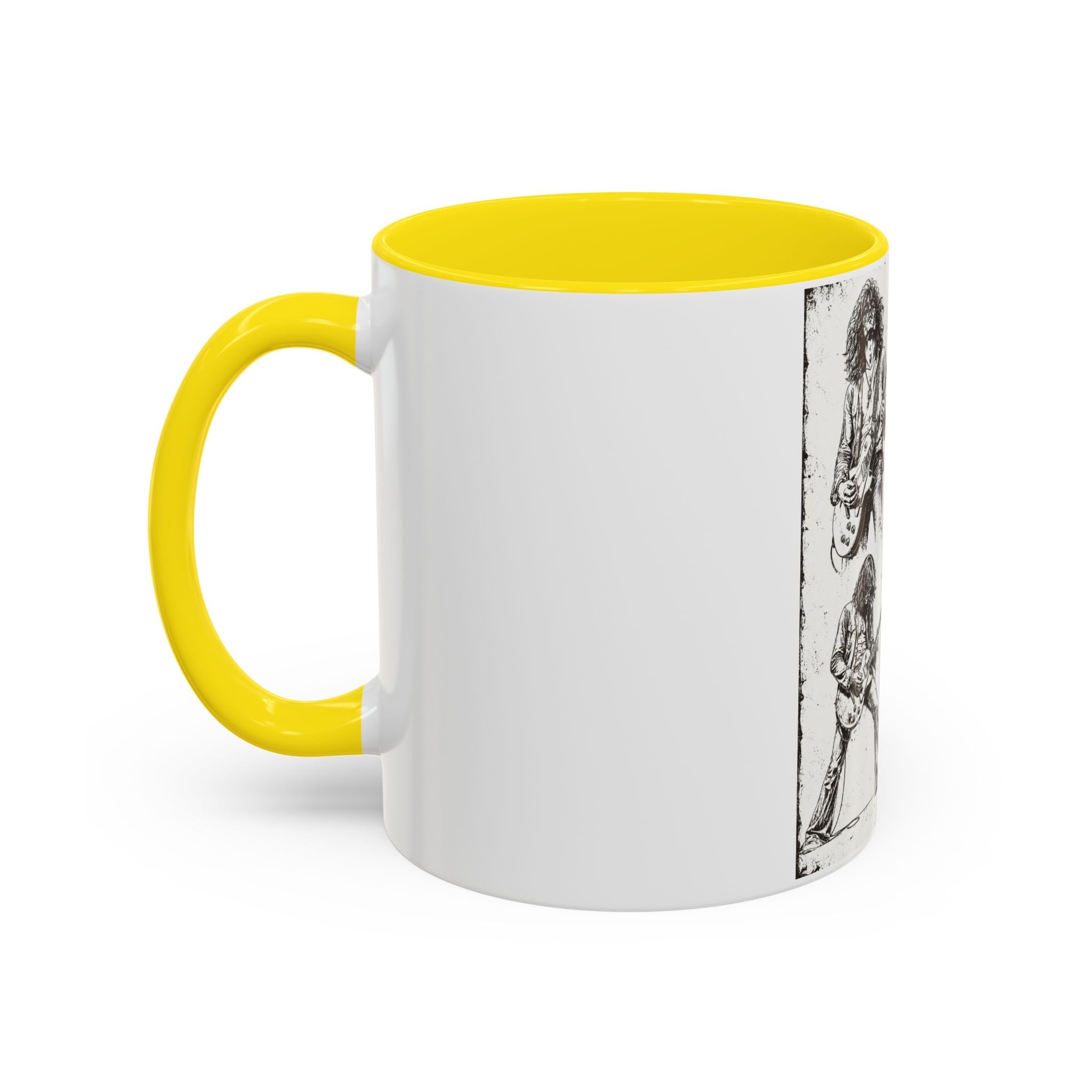 Rock Guitarist Sketch Accent Coffee Mug — Vintage Band Art 11/15oz