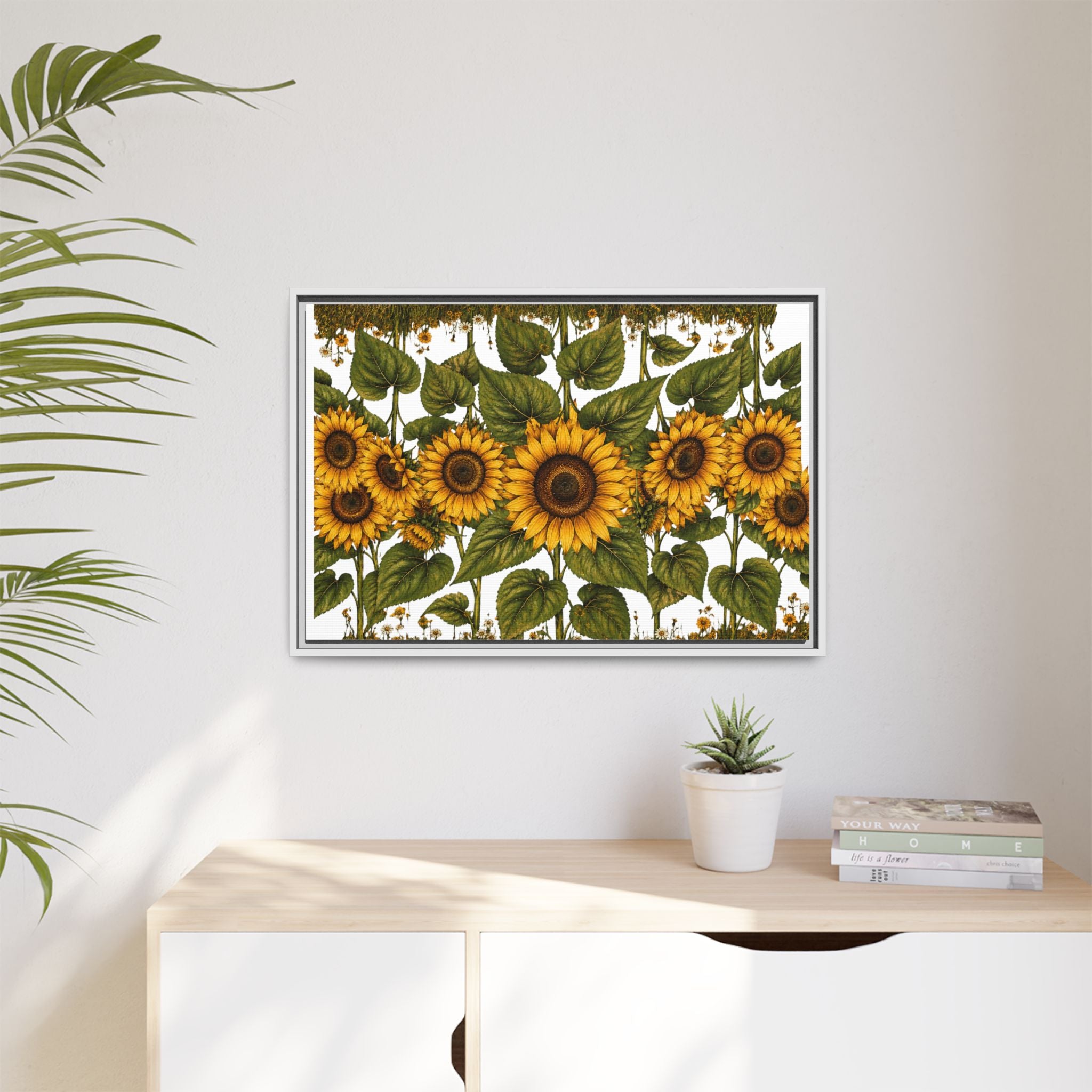 Framed Sunflower Canvas Print — Matte Floral Wall Art