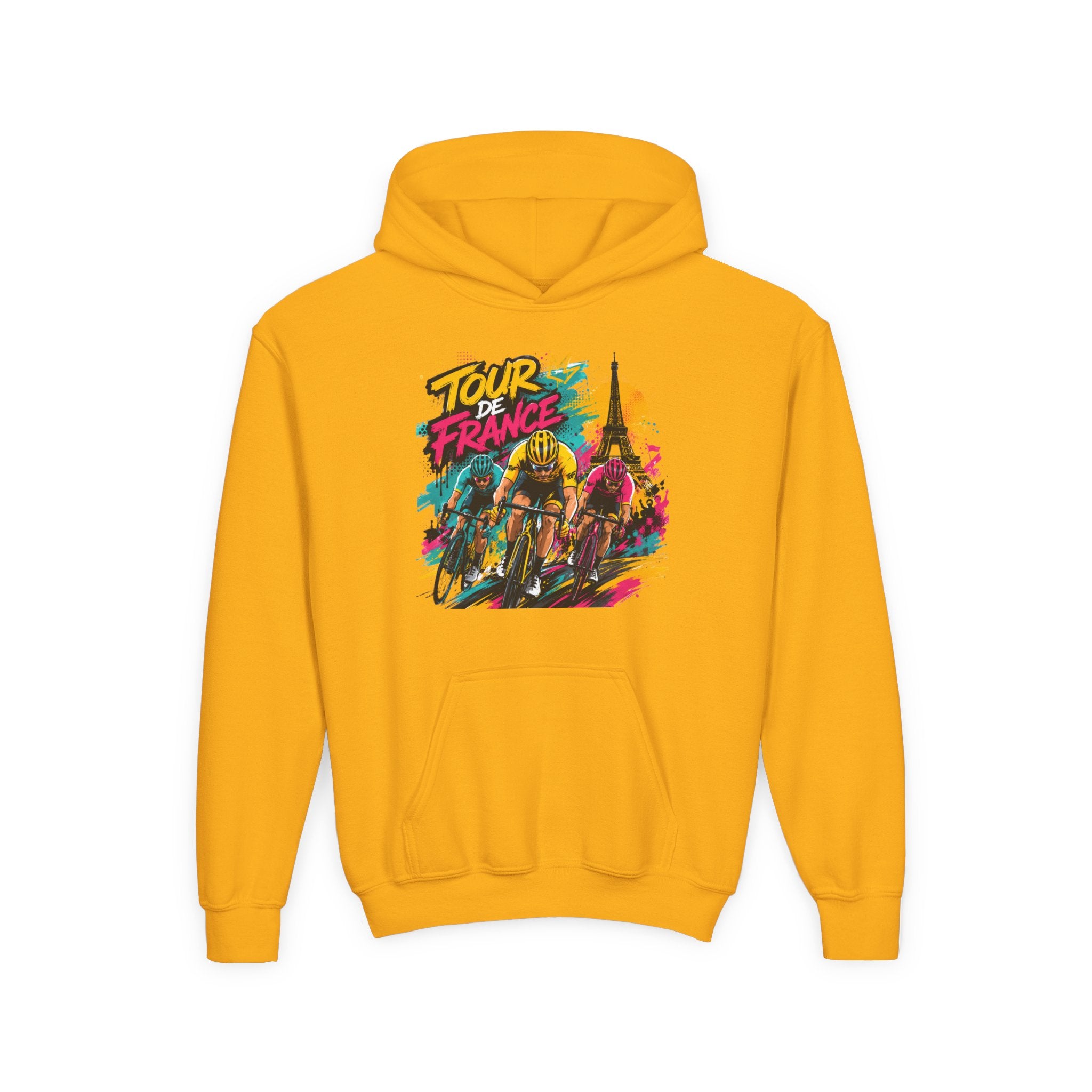 Tour de France Youth Hoodie — Colorful Cycling Graphic Sweatshirt