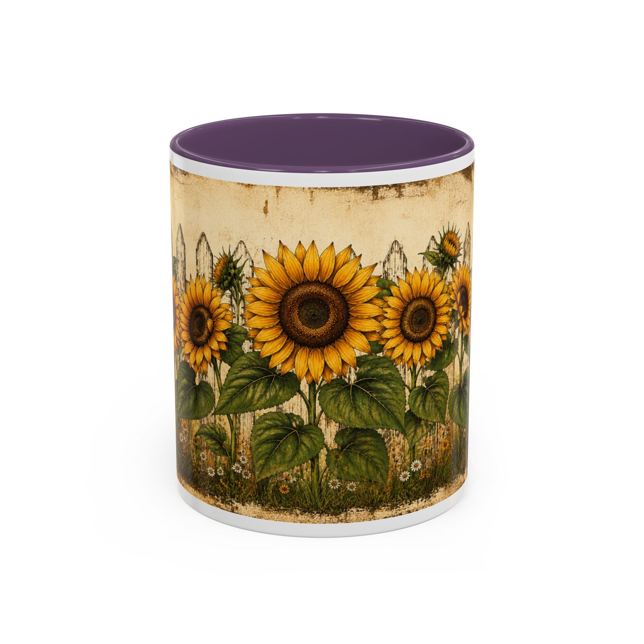 Sunflower Garden Coffee Mug — Vintage Farmhouse Floral Accent Mug