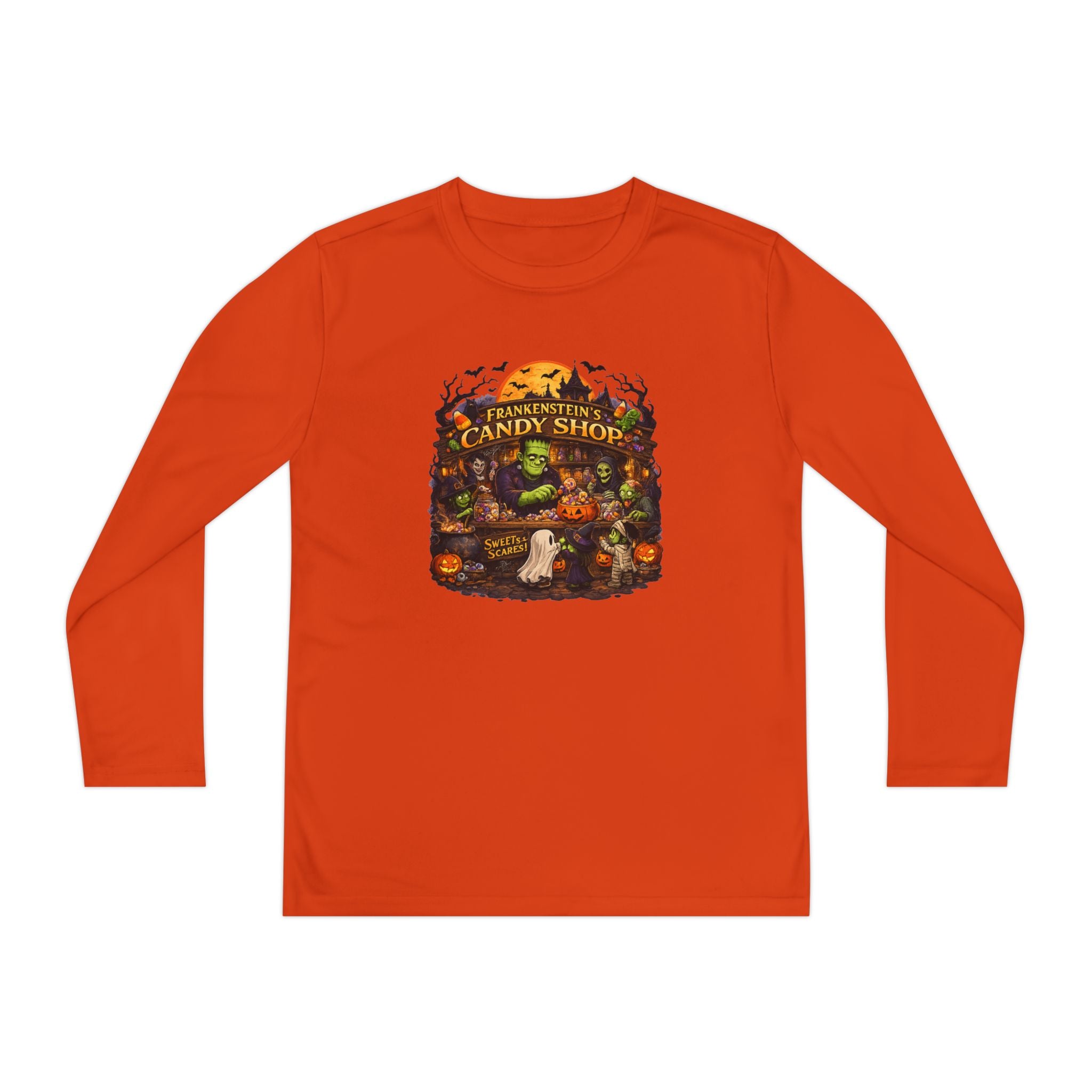 Youth Long Sleeve Tee — Halloween Candy Shop Graphic