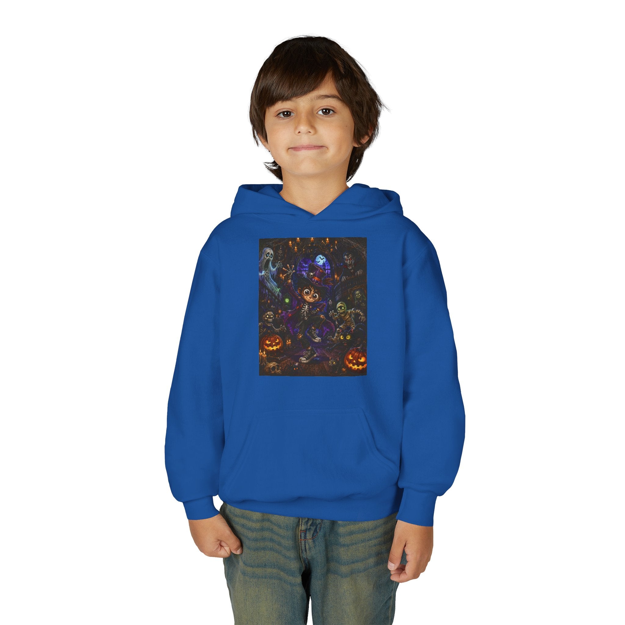 Youth Hoodie - Spooky Magician Halloween Jack-o'-Lantern Galaxy Design