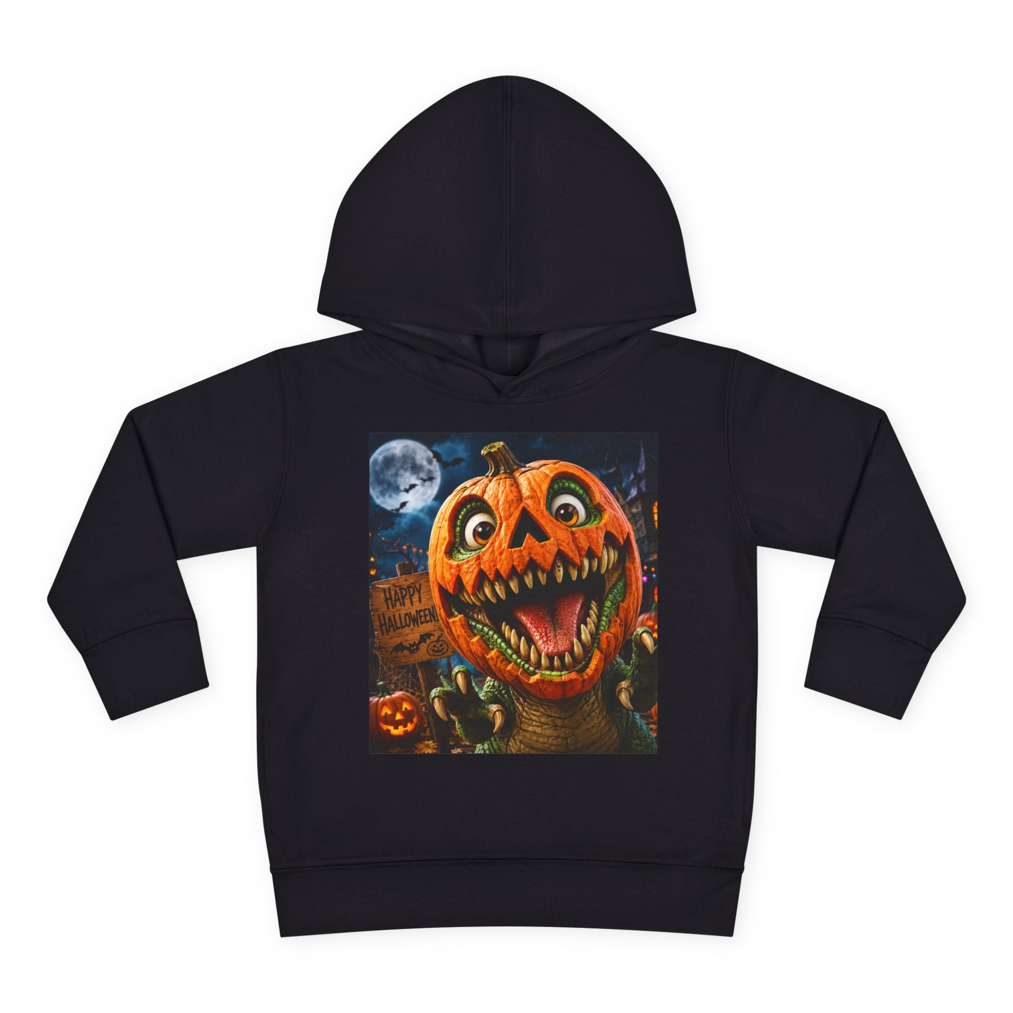 Halloween Toddler Hoodie — Dinosaur Creepy Jack-O'-Lantern Pumpkin Halloween Pullover