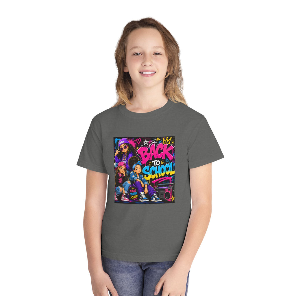 Back to School Youth Tee — Retro Hip-Hop Graphic with Custom Name