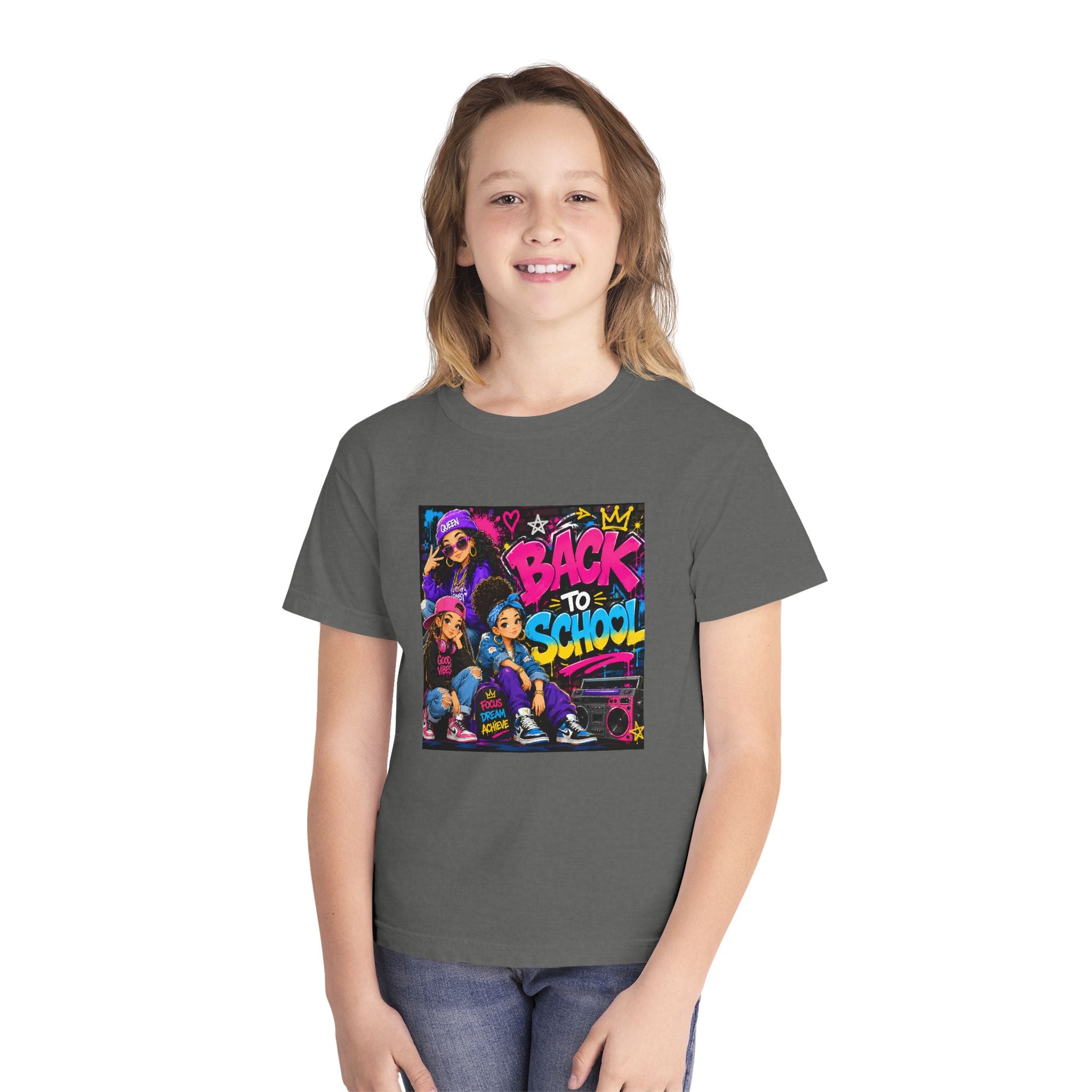 Back to School Youth Tee — Retro Hip-Hop Graphic with Custom Name