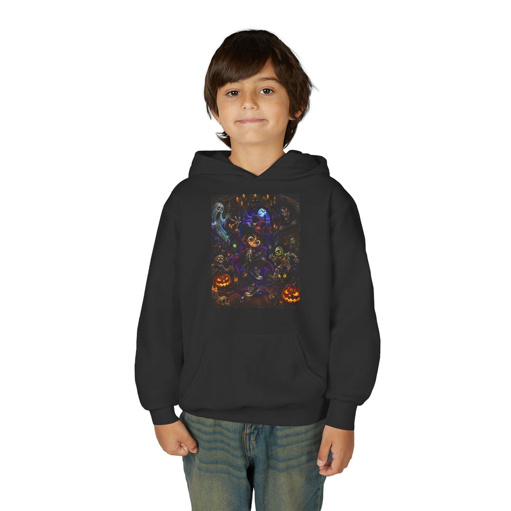 Youth Hoodie - Spooky Magician Halloween Jack-o'-Lantern Galaxy Design