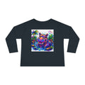 Colorful Hippo Toddler Long Sleeve Tee — Vibrant Jungle Animal Shirt for Kids