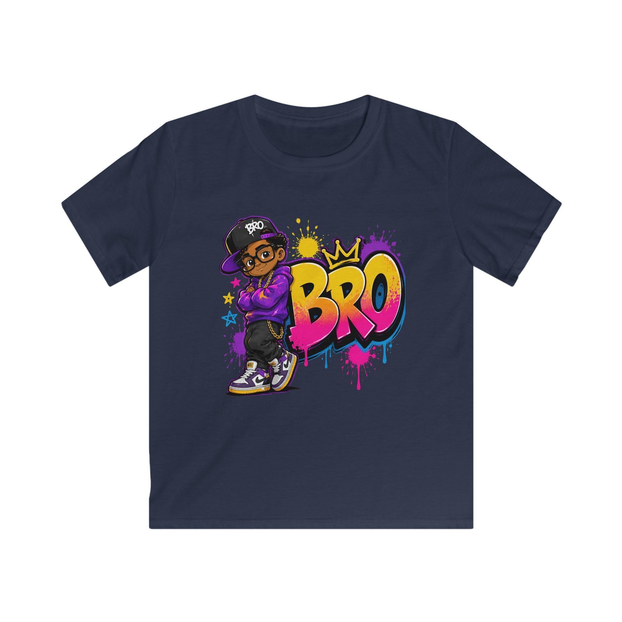 Kids 'BRO' Streetwear Tee — Cool Hip-Hop Skateboard Graphic T-Shirt for Boys