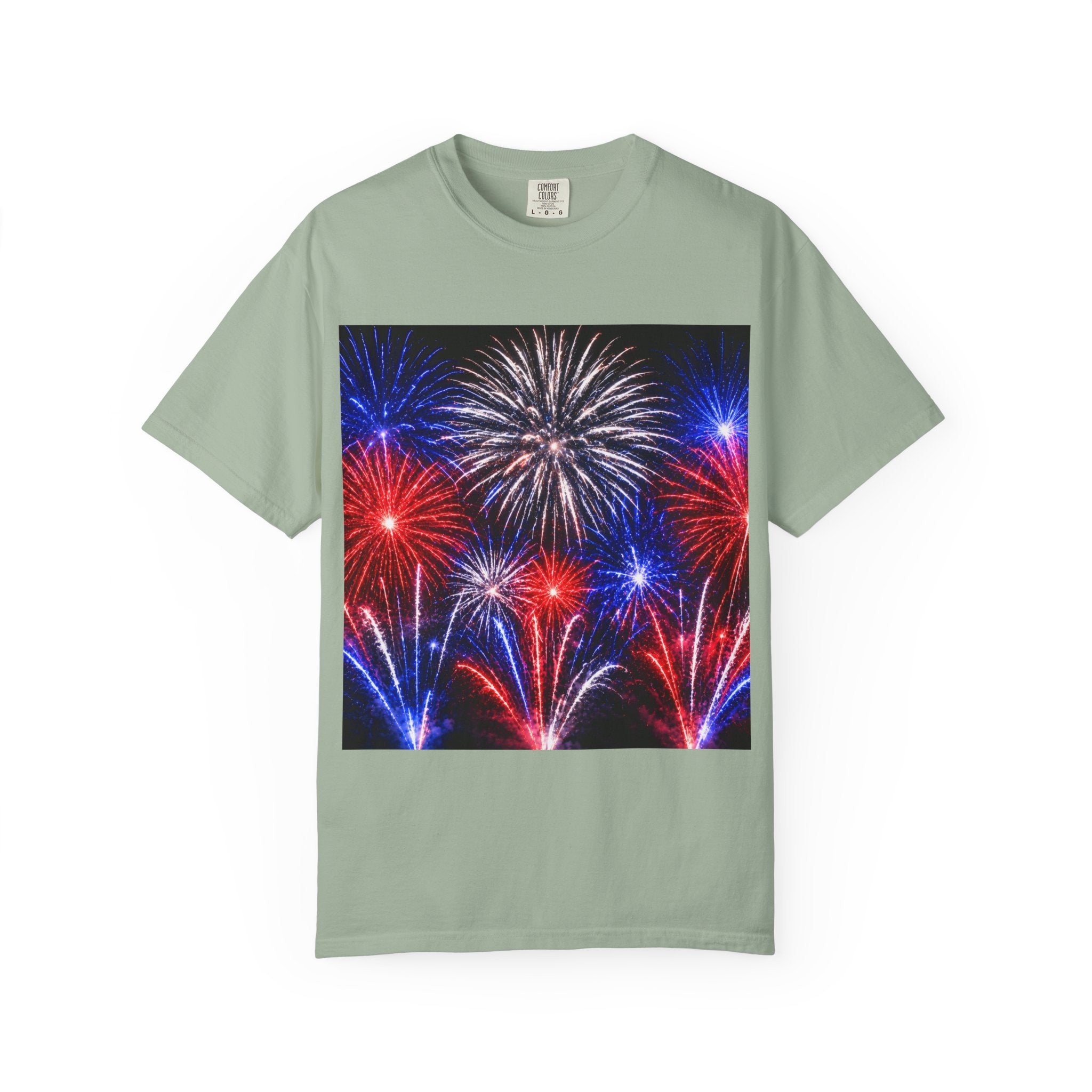 Fireworks Celebration T-Shirt — Red, White & Blue Festival Graphic