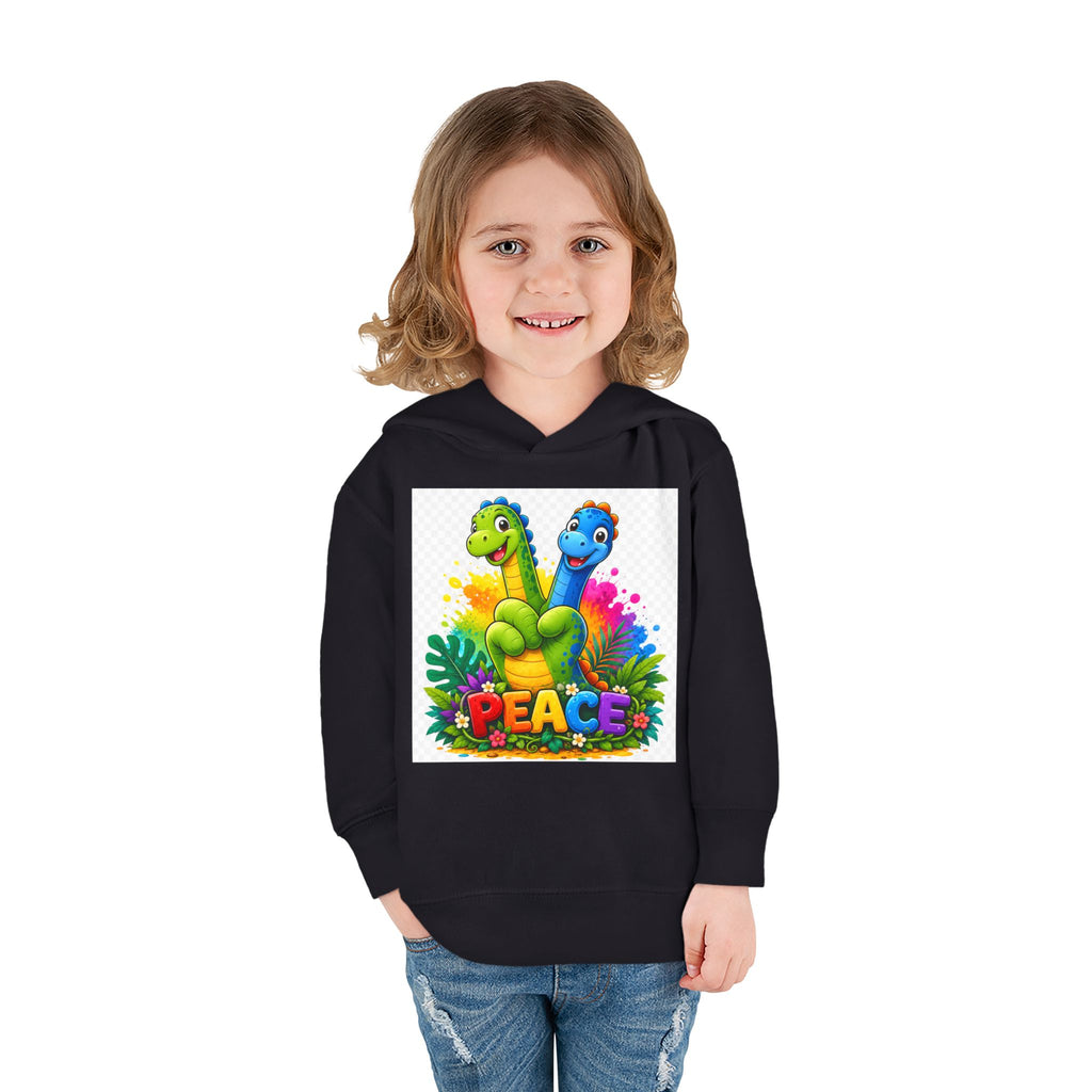 Toddler Hoodie — Colorful Peace Dinosaurs Graphic Pullover