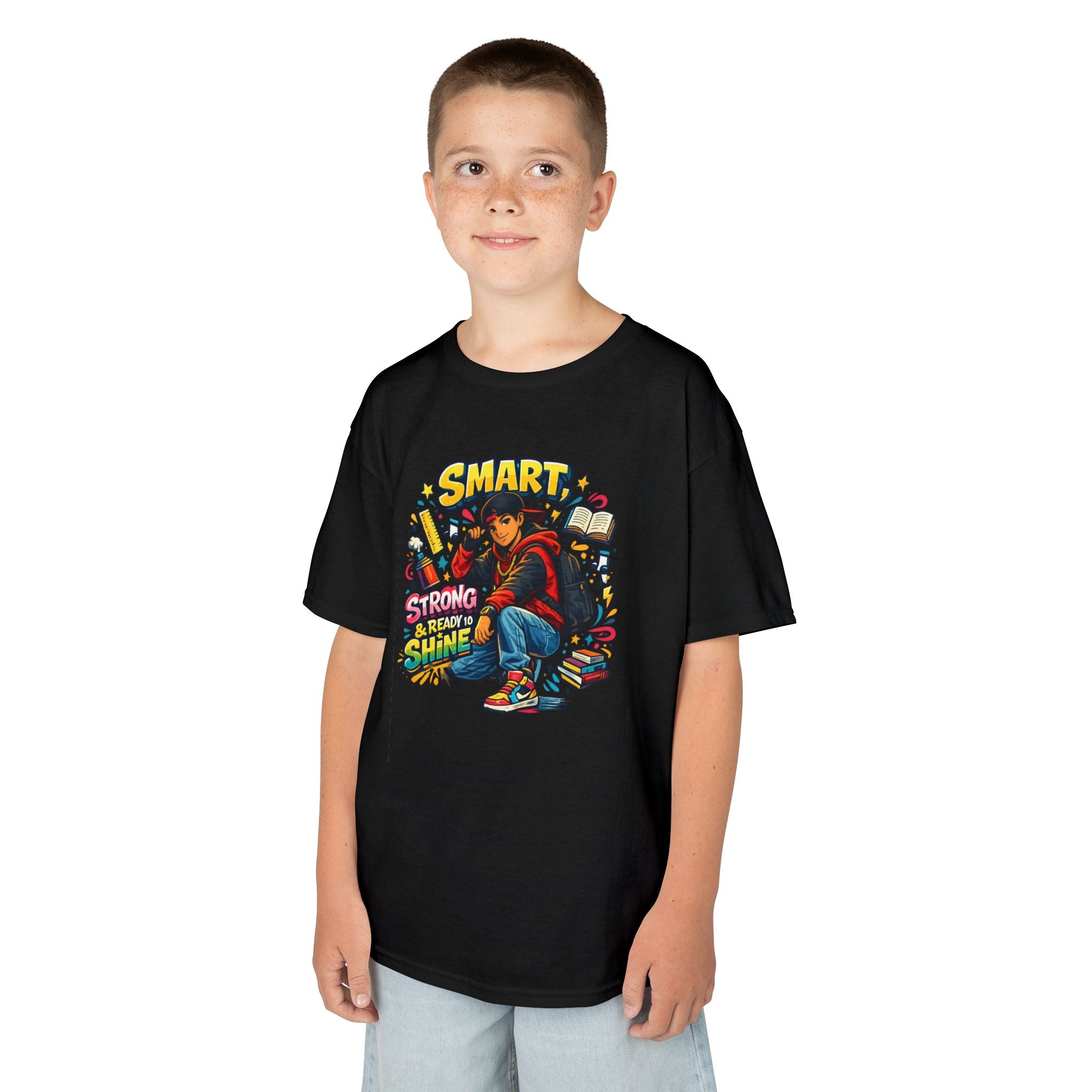Kids Tee — "Smart, Strong, Ready to Shine" School Motivation Graphic