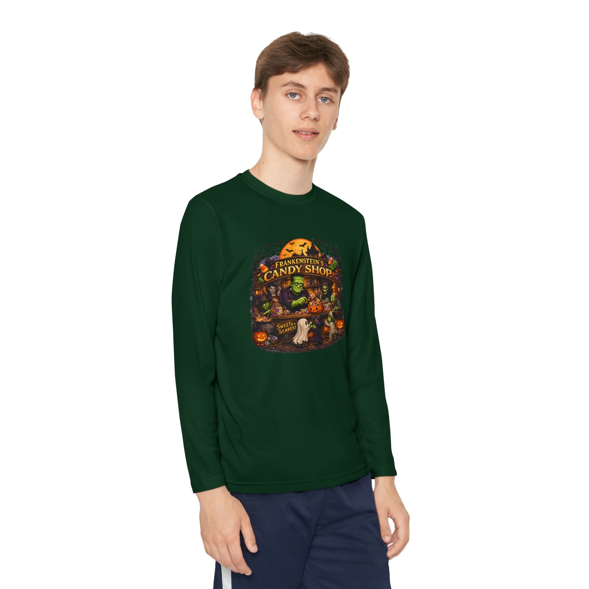 Youth Long Sleeve Tee — Halloween Candy Shop Graphic